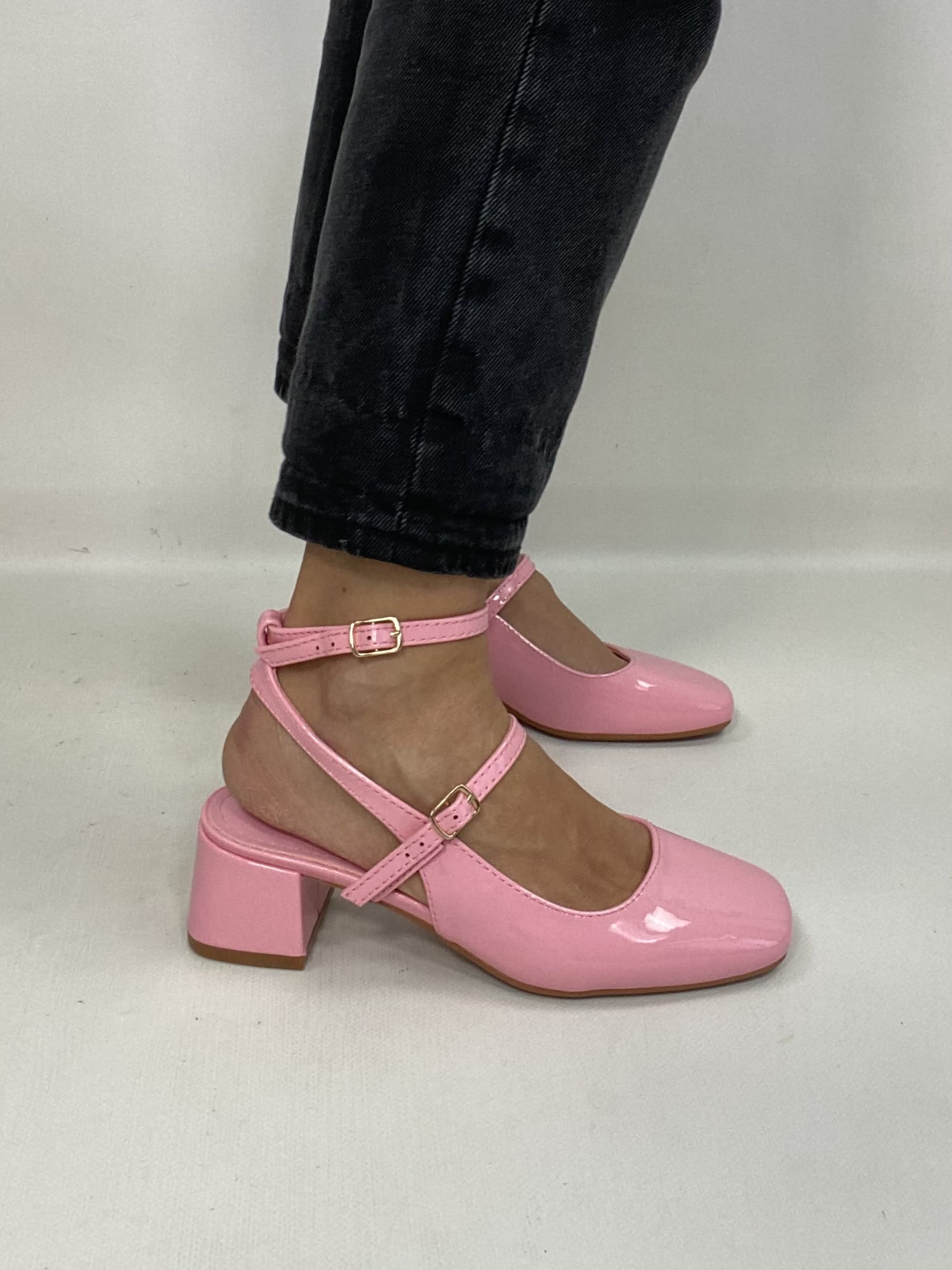 Mary Jane Medium Heels  - Vernice Rosa Barbie