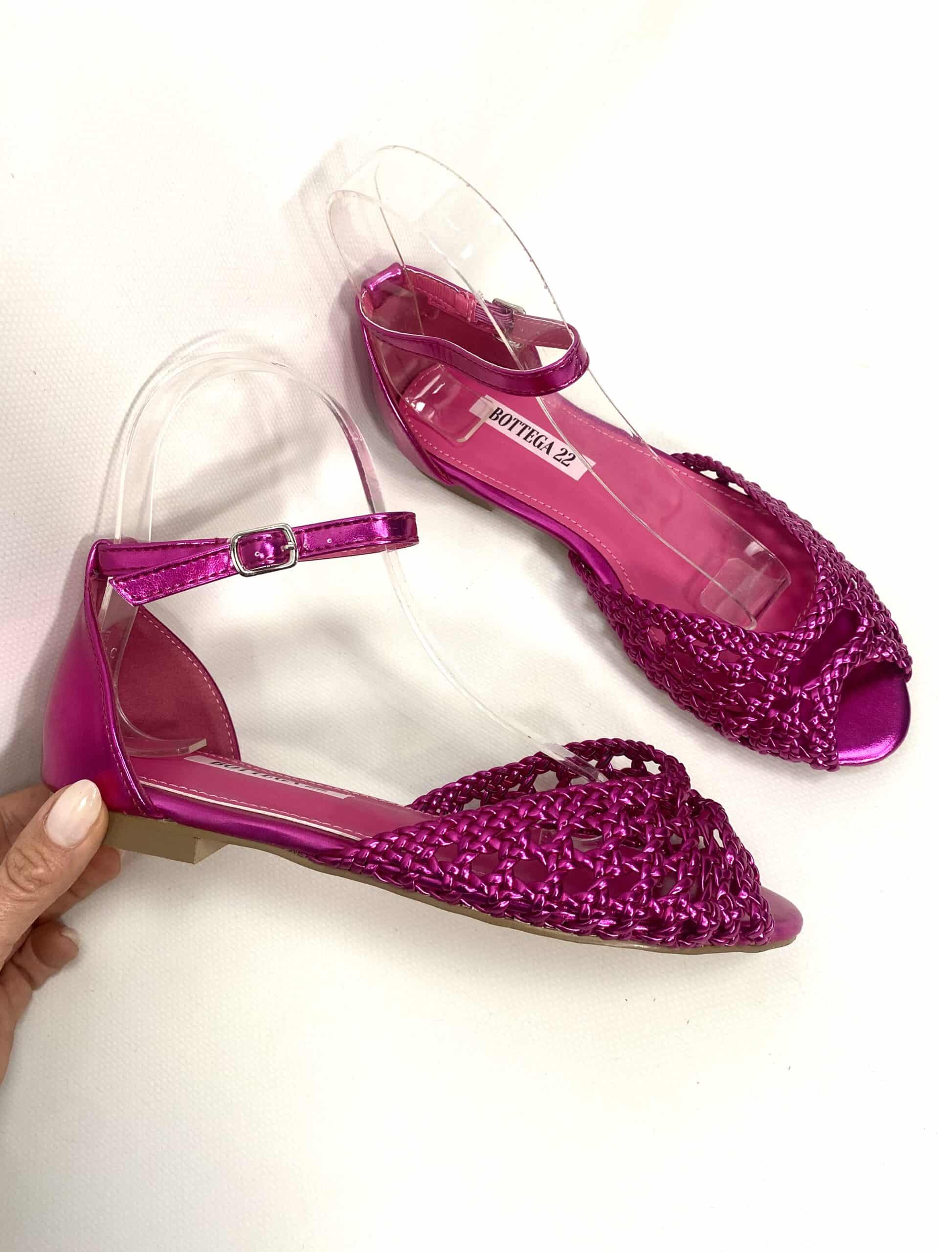 Sandali Flat Rafia - Fucsia.