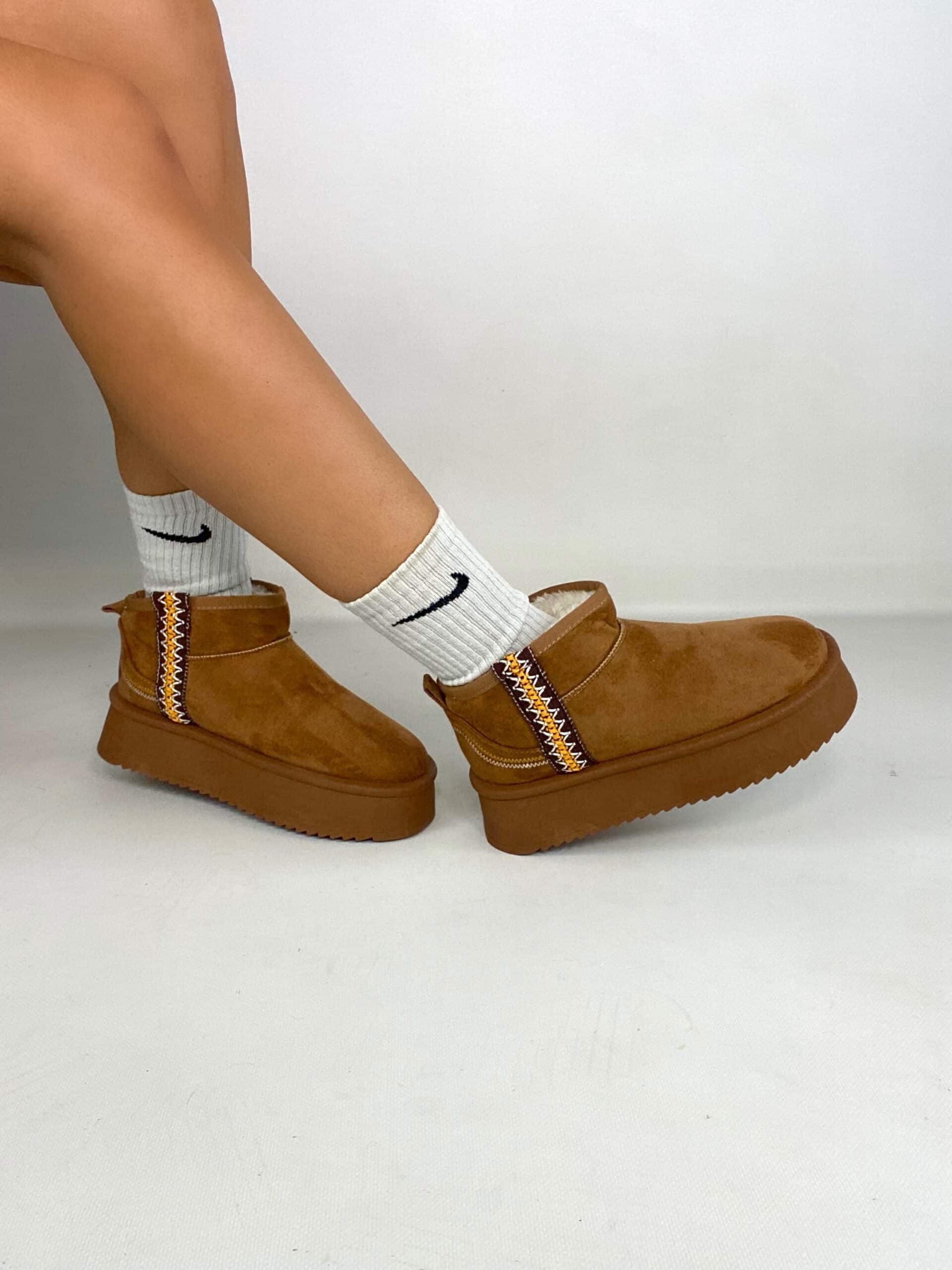 Sabot Platform con Pelo - Cammello.