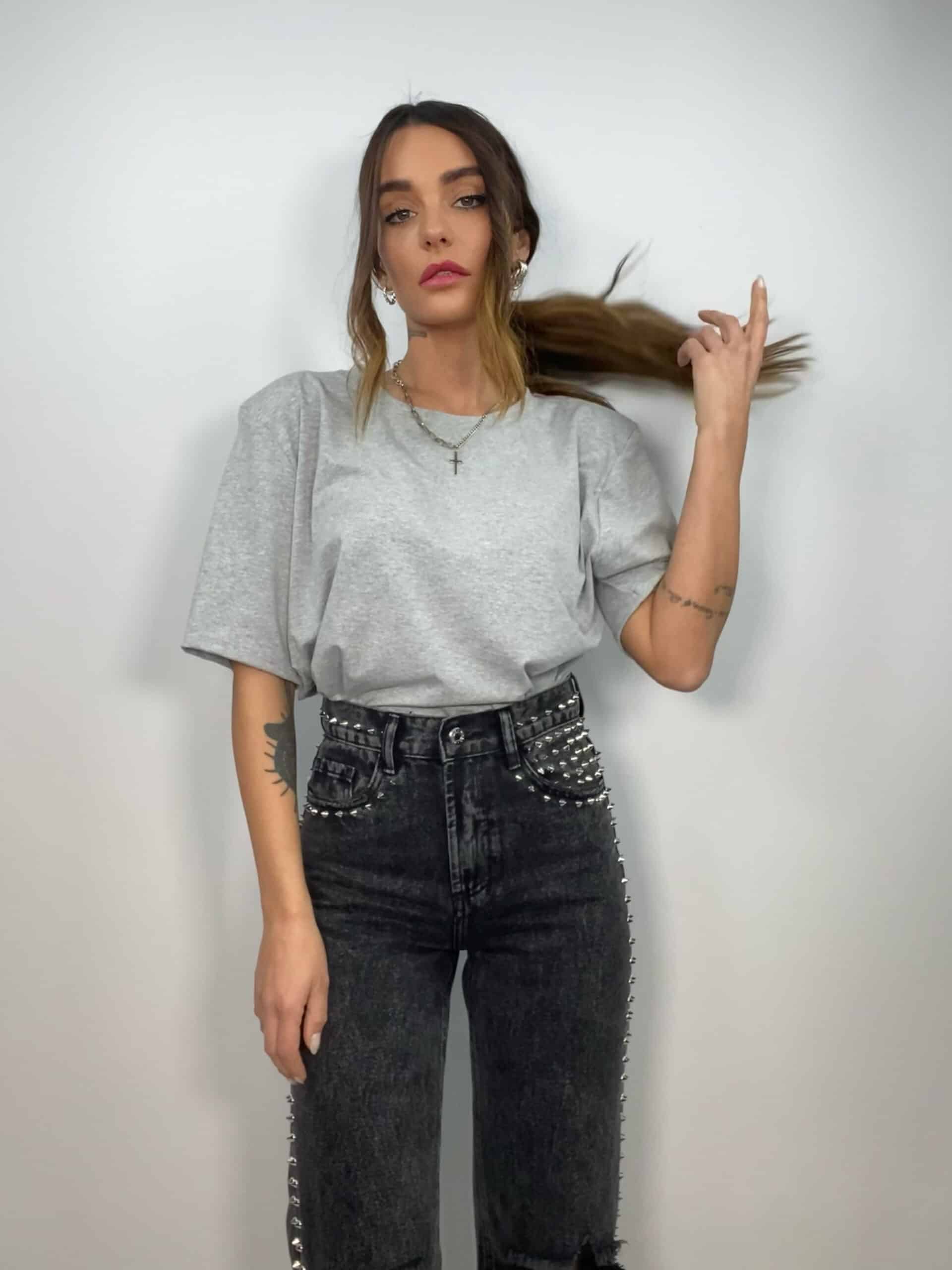 T-shirt Con Spalline - Grigio