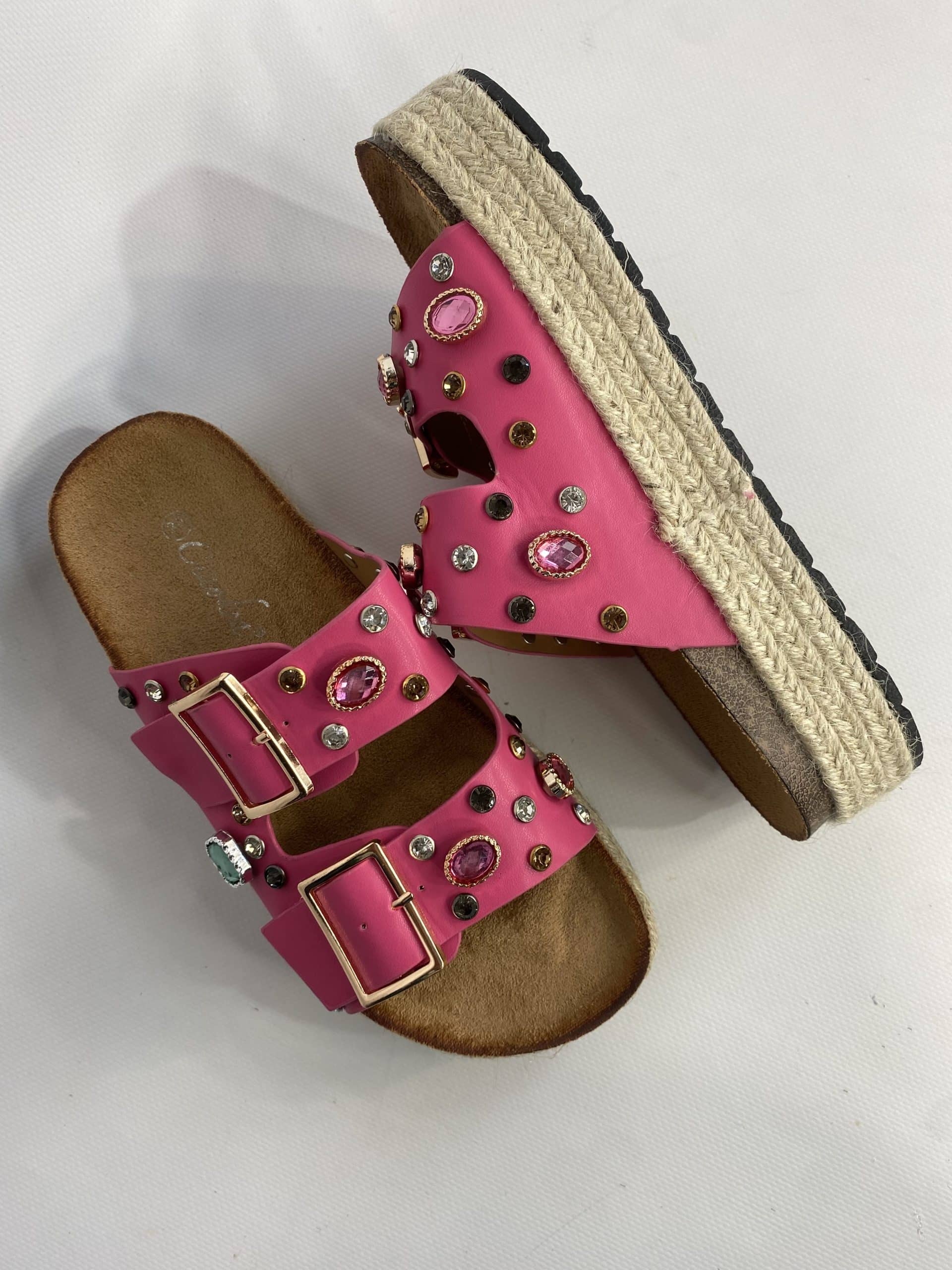 Sandali Platform con Pietre - Fucsia