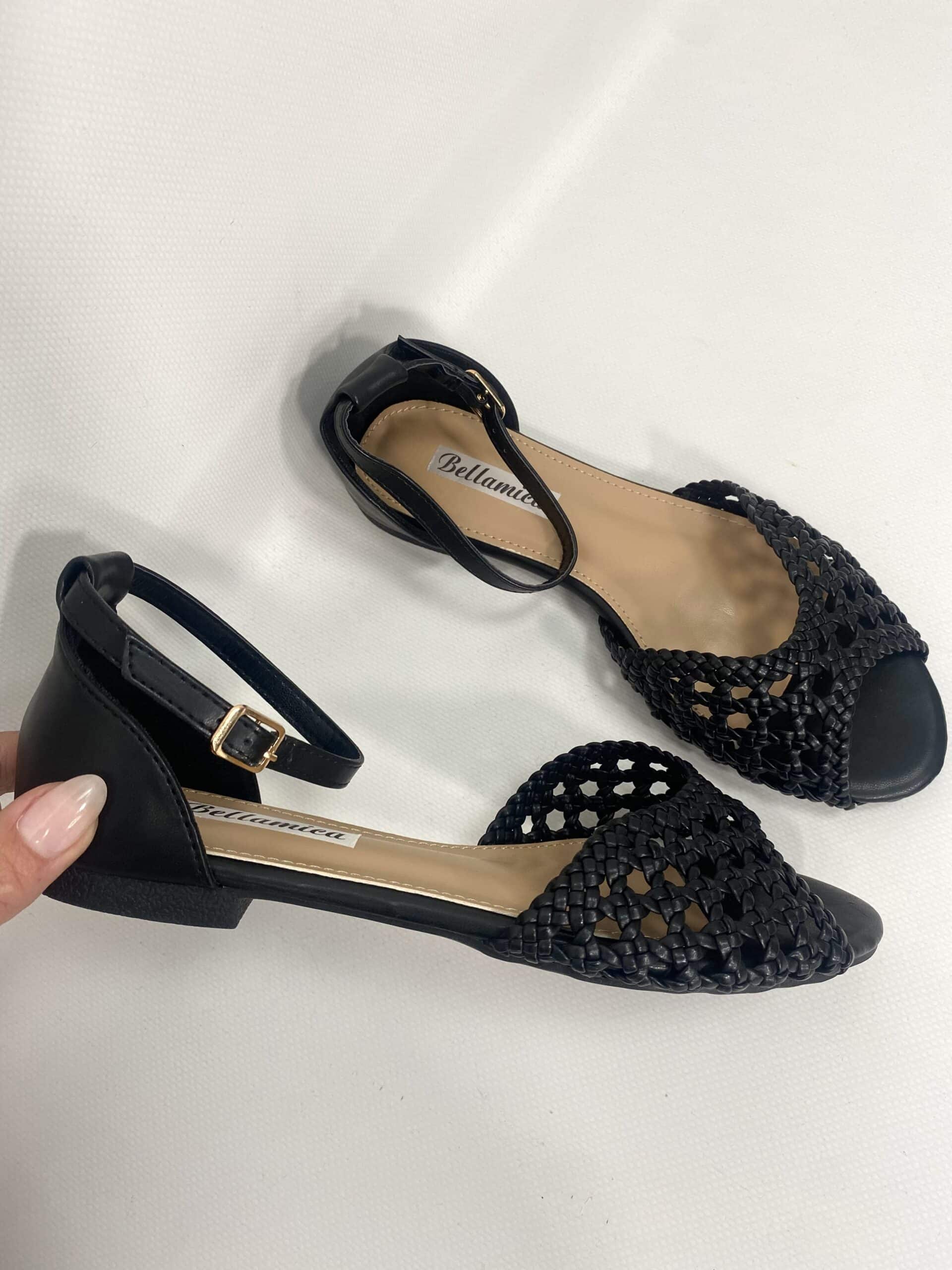 New Sandali Flat Rafia - Nero