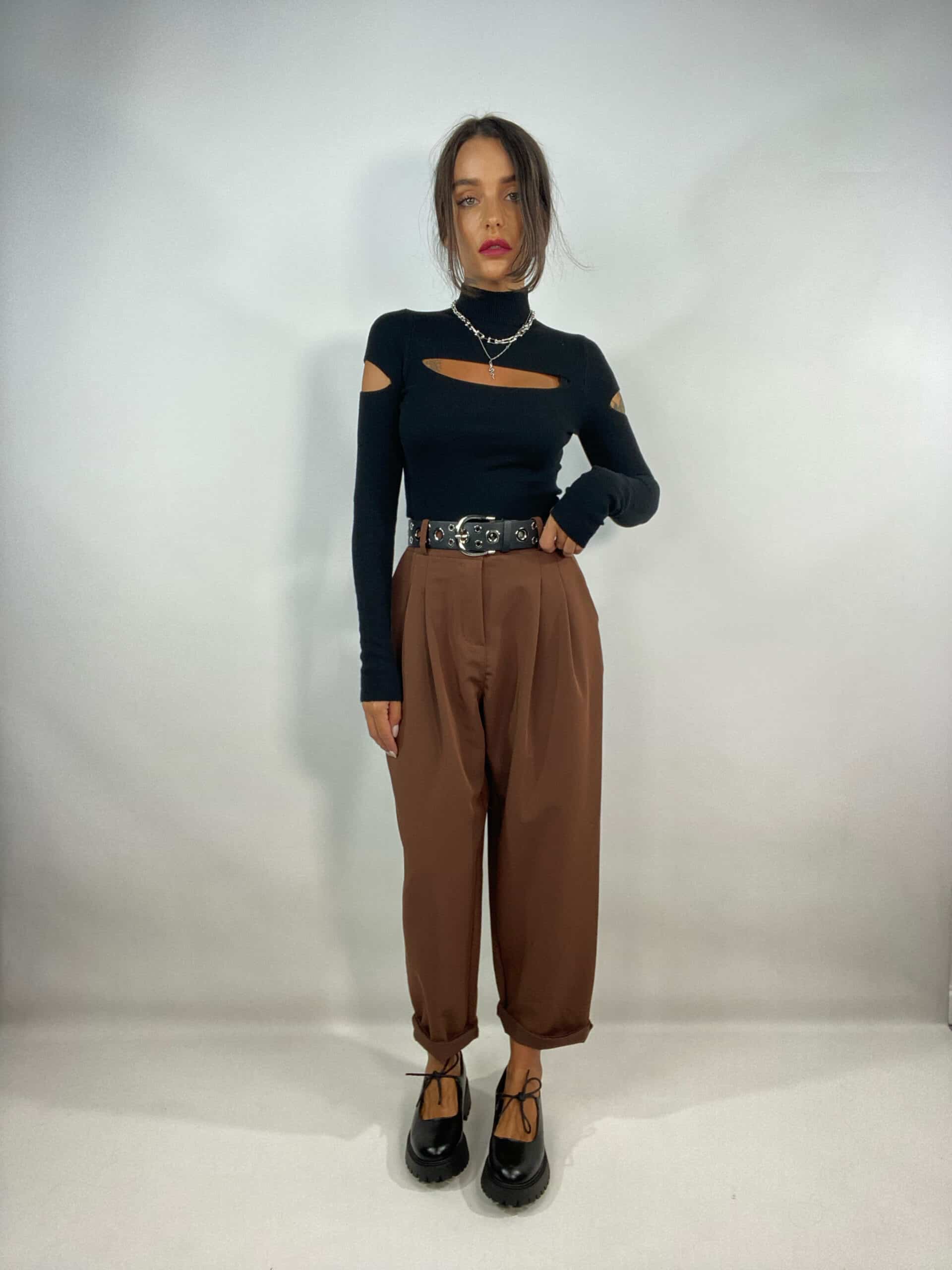 Pantaloni Doppia Pinces - Marrone Chiaro