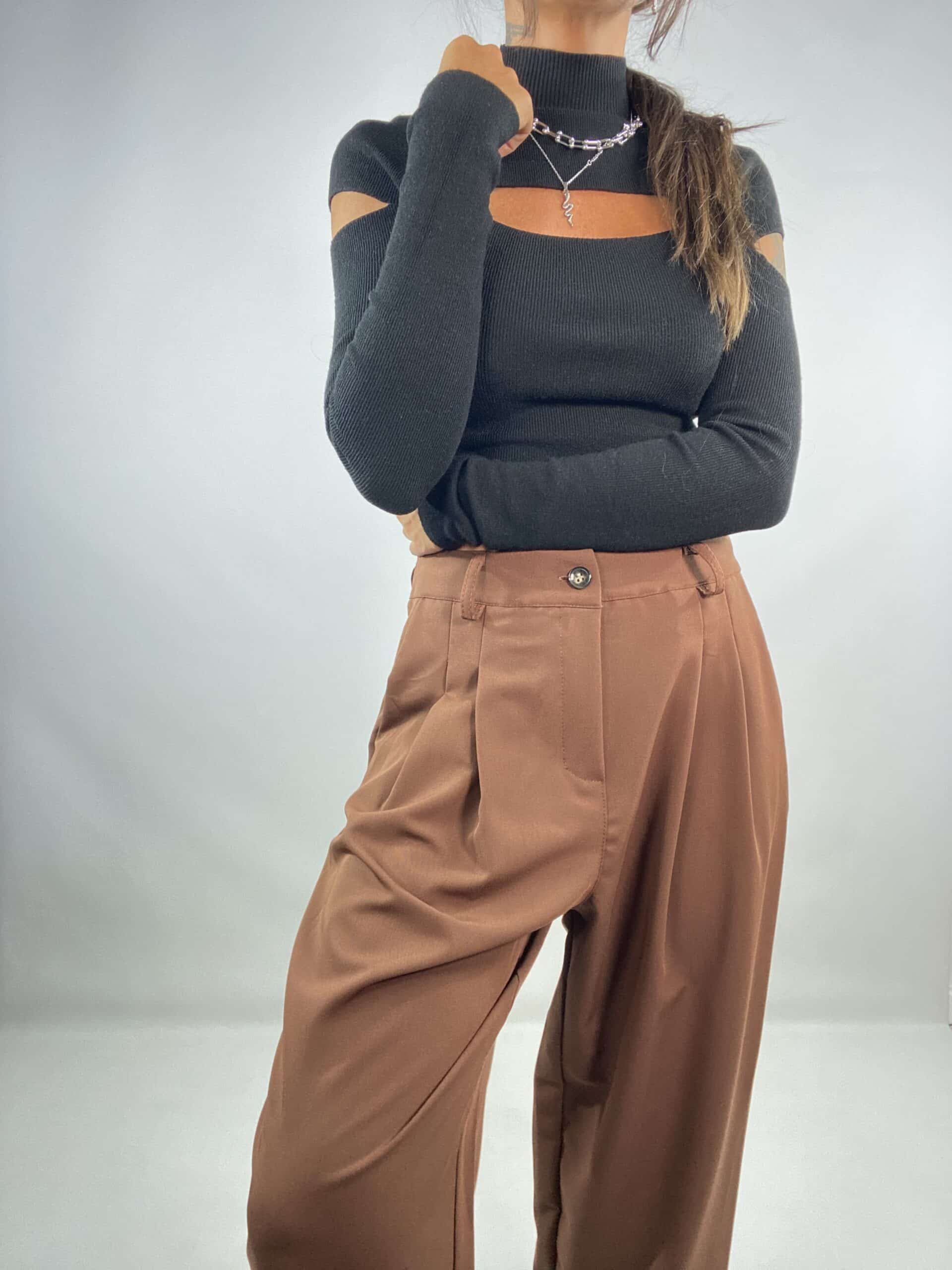 Pantaloni Doppia Pinces - Marrone Chiaro
