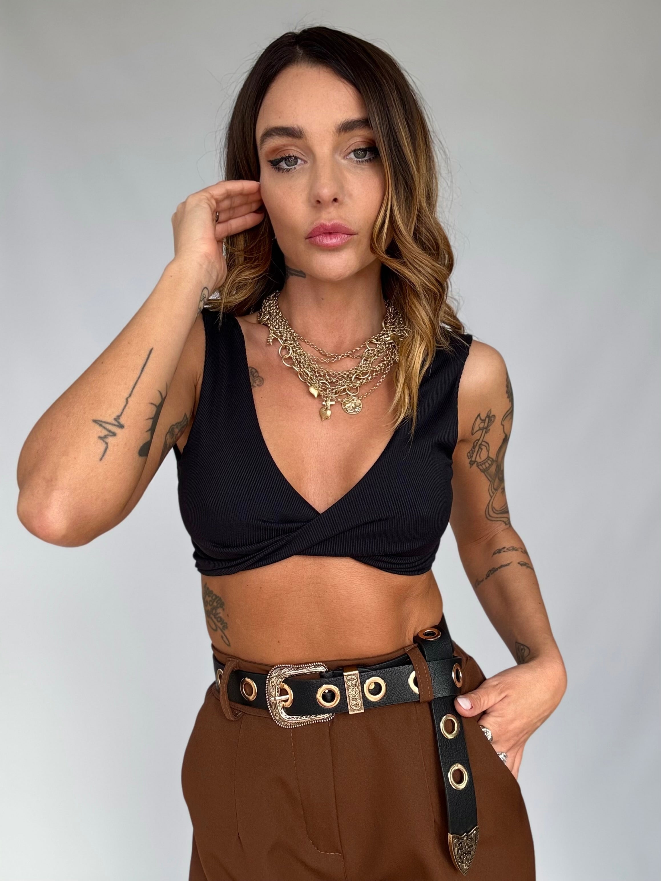 Top Sporty Incrocio - Nero