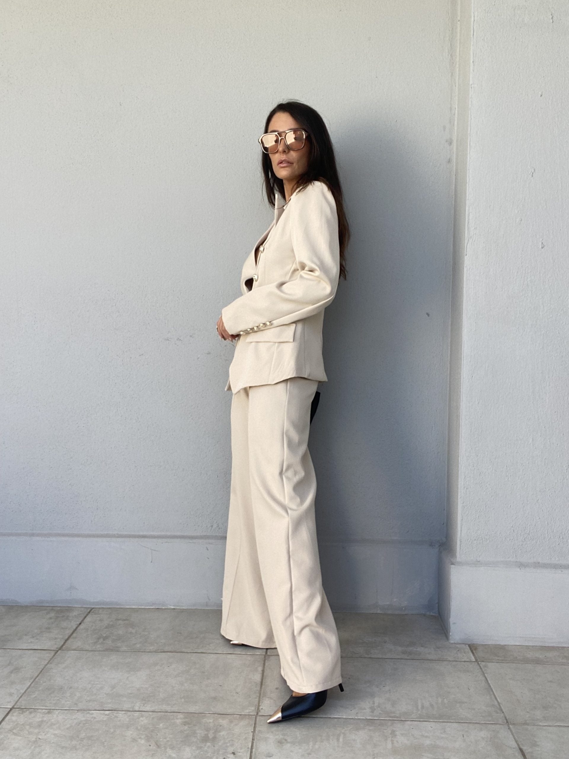 Pantaloni Completo Flare - Beige