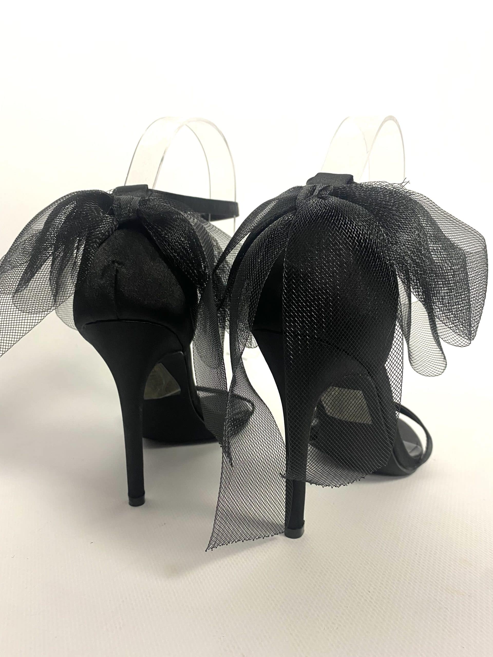 Sandalo con Fiocco in Tulle - Nero