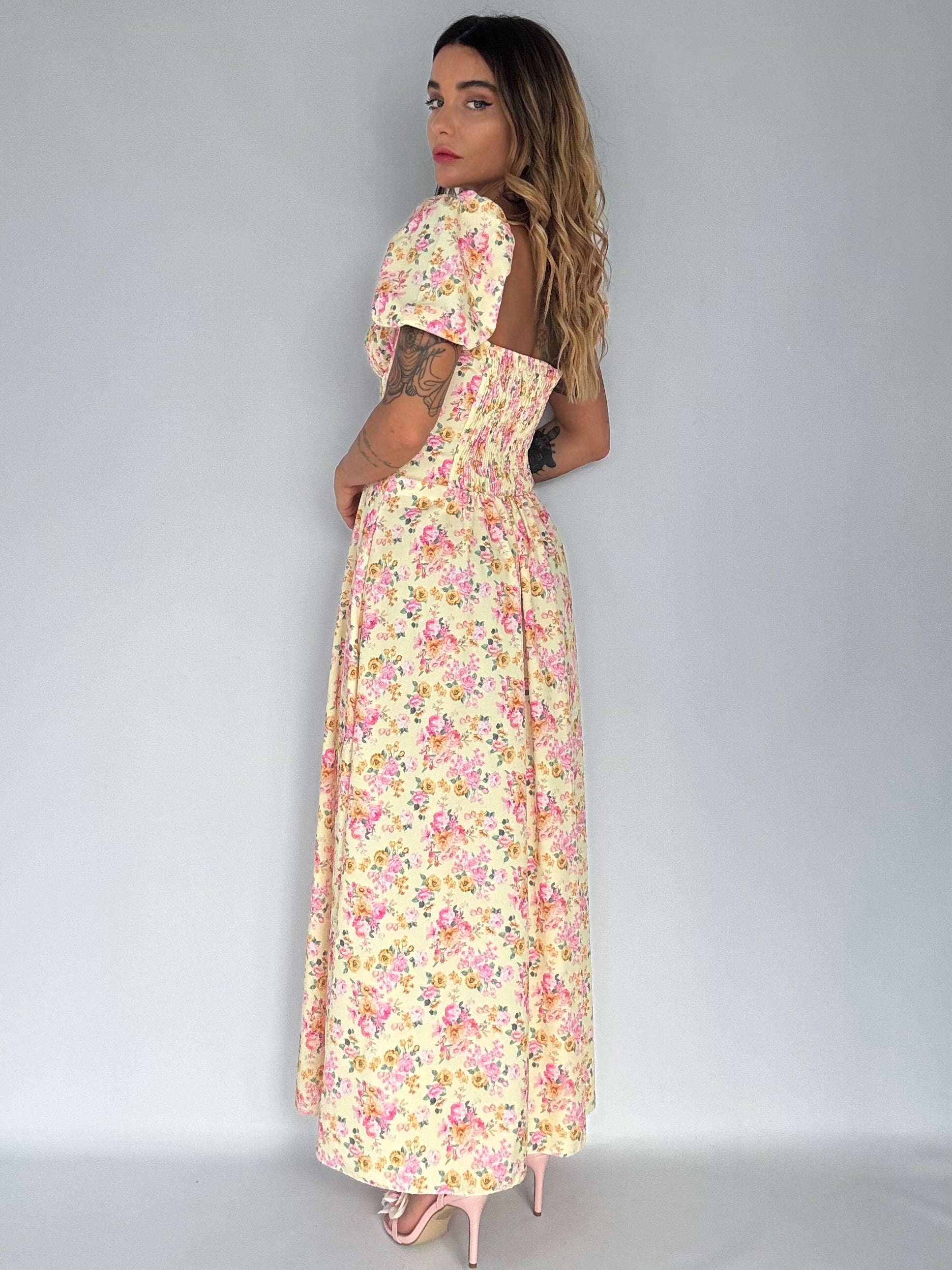 Maxi Dress Bohemien - Giallo/ Rosa
