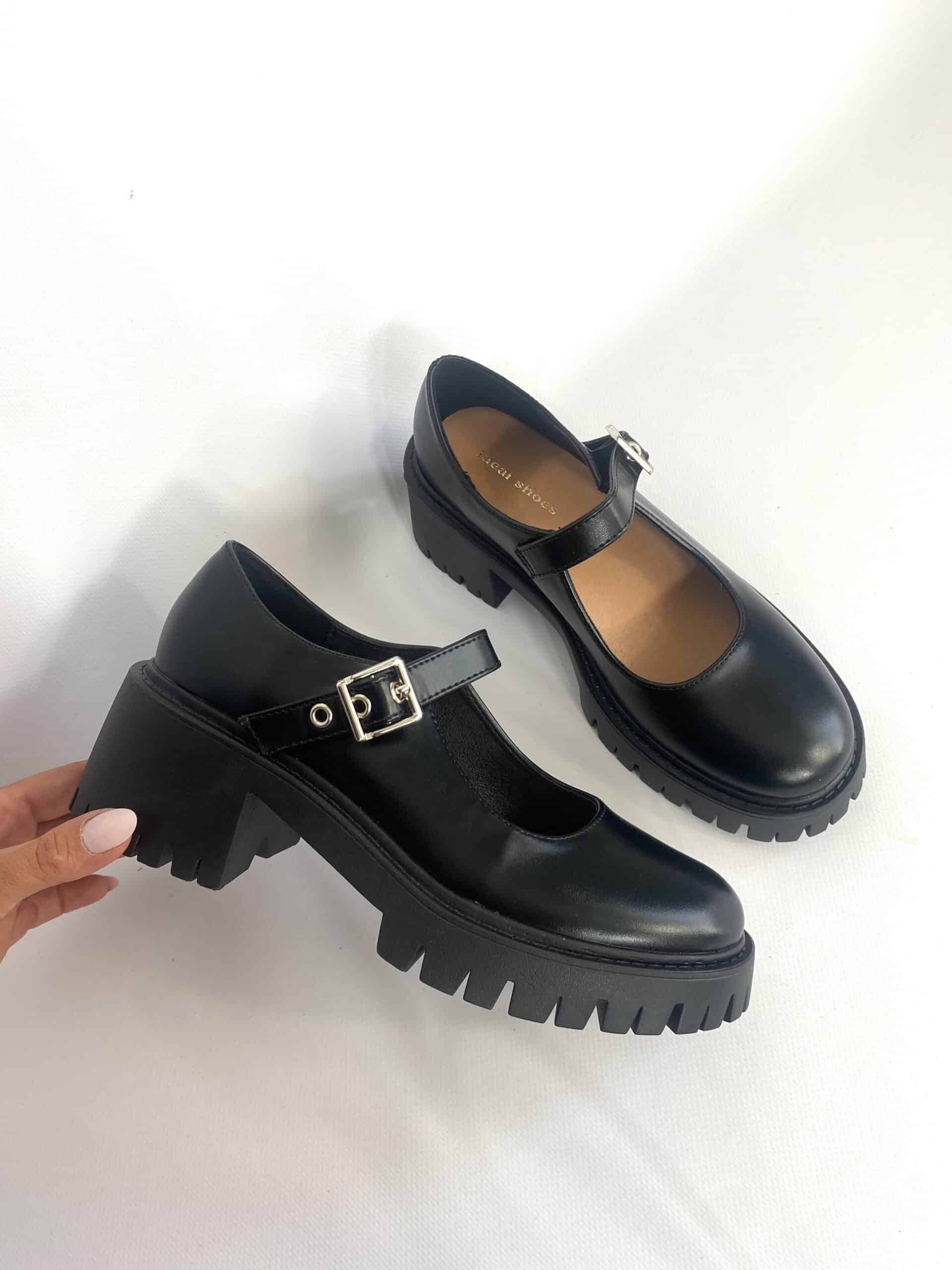 Bebè Platform con Cinturno - Simil Pelle Nero