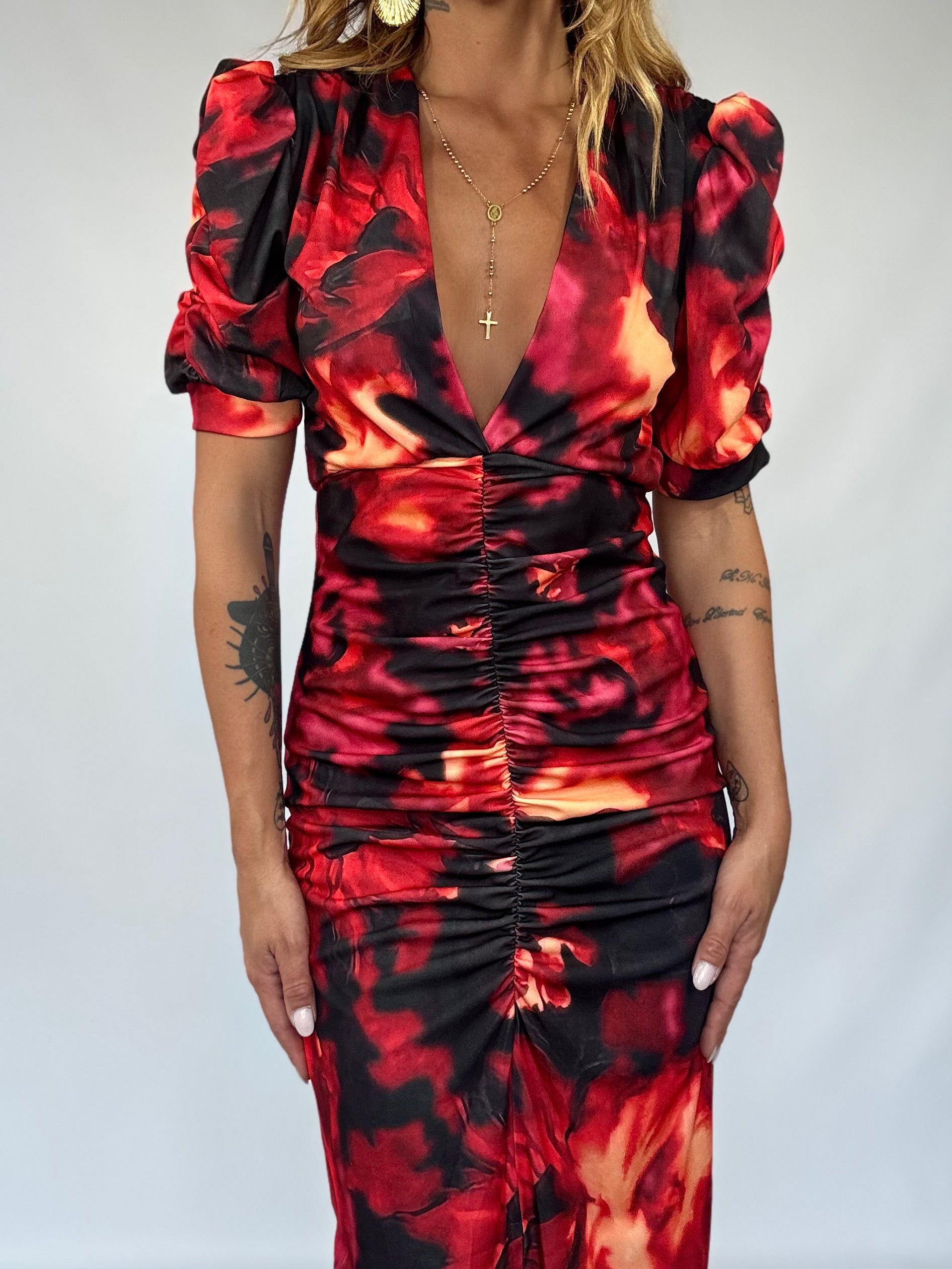 Midi Dress Mermaid - Rosso / Nero
