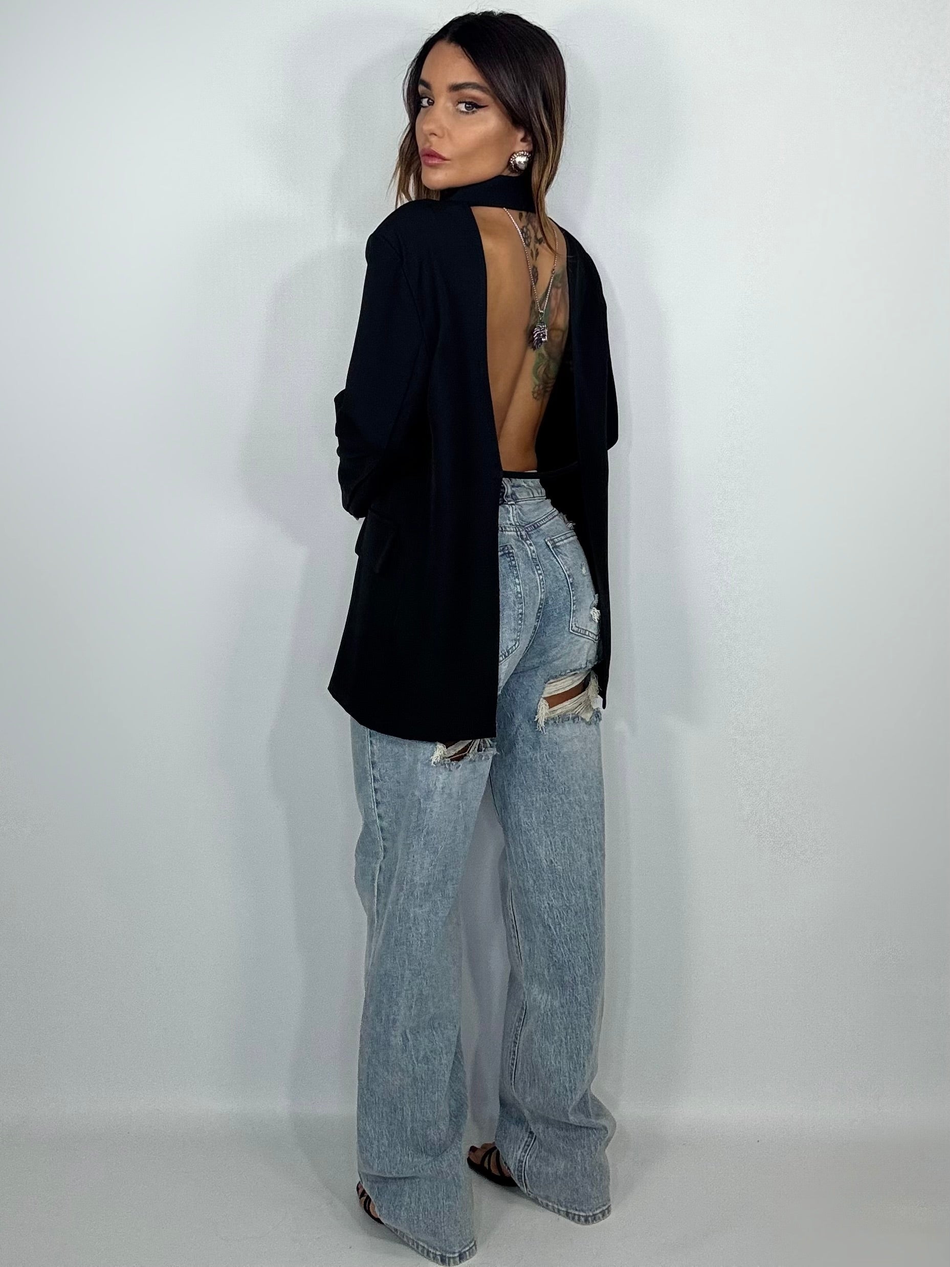 Jeans Boyfriend con Strappi - Denim Sabbiato