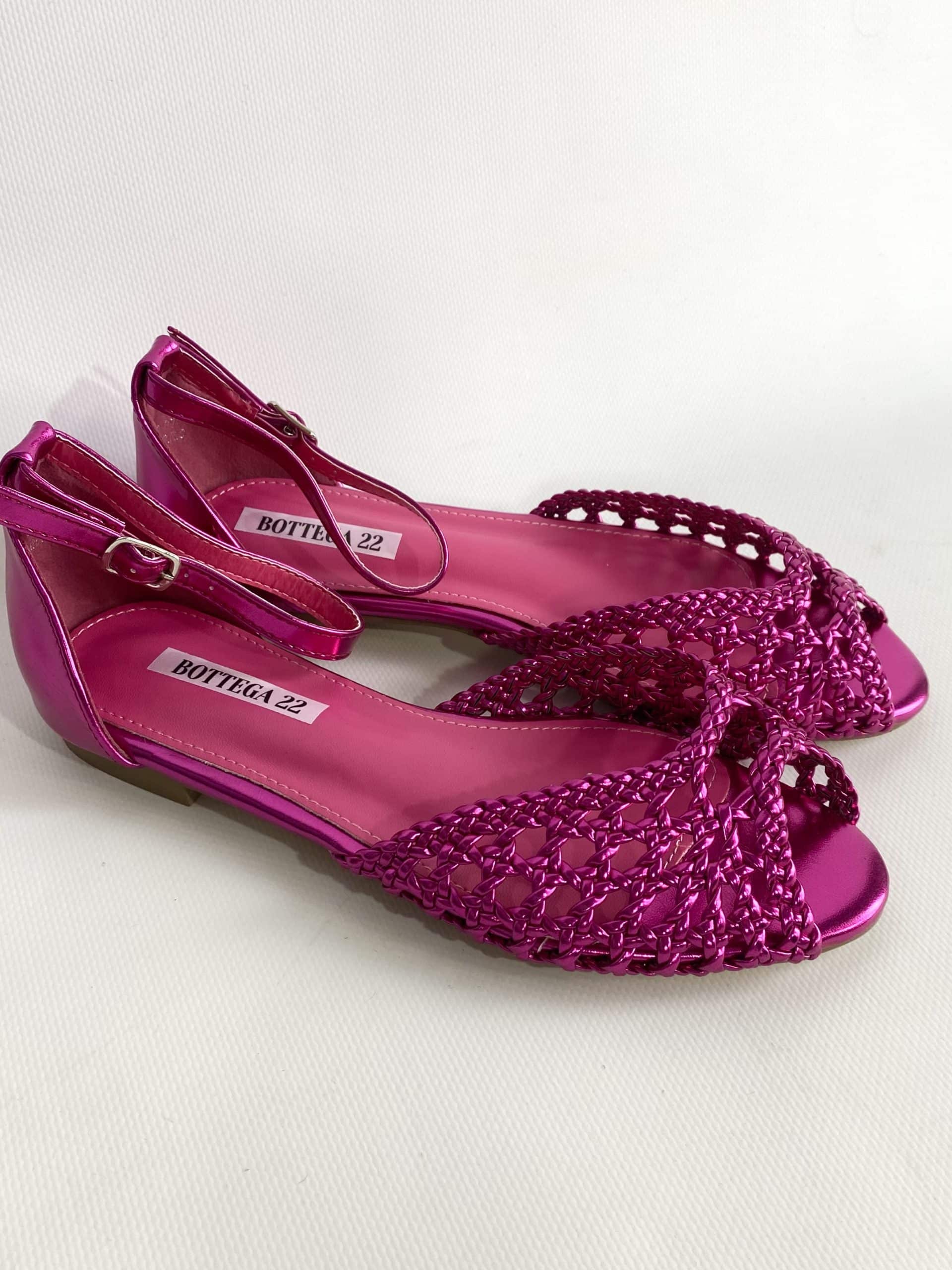 Sandali Flat Rafia - Fucsia.