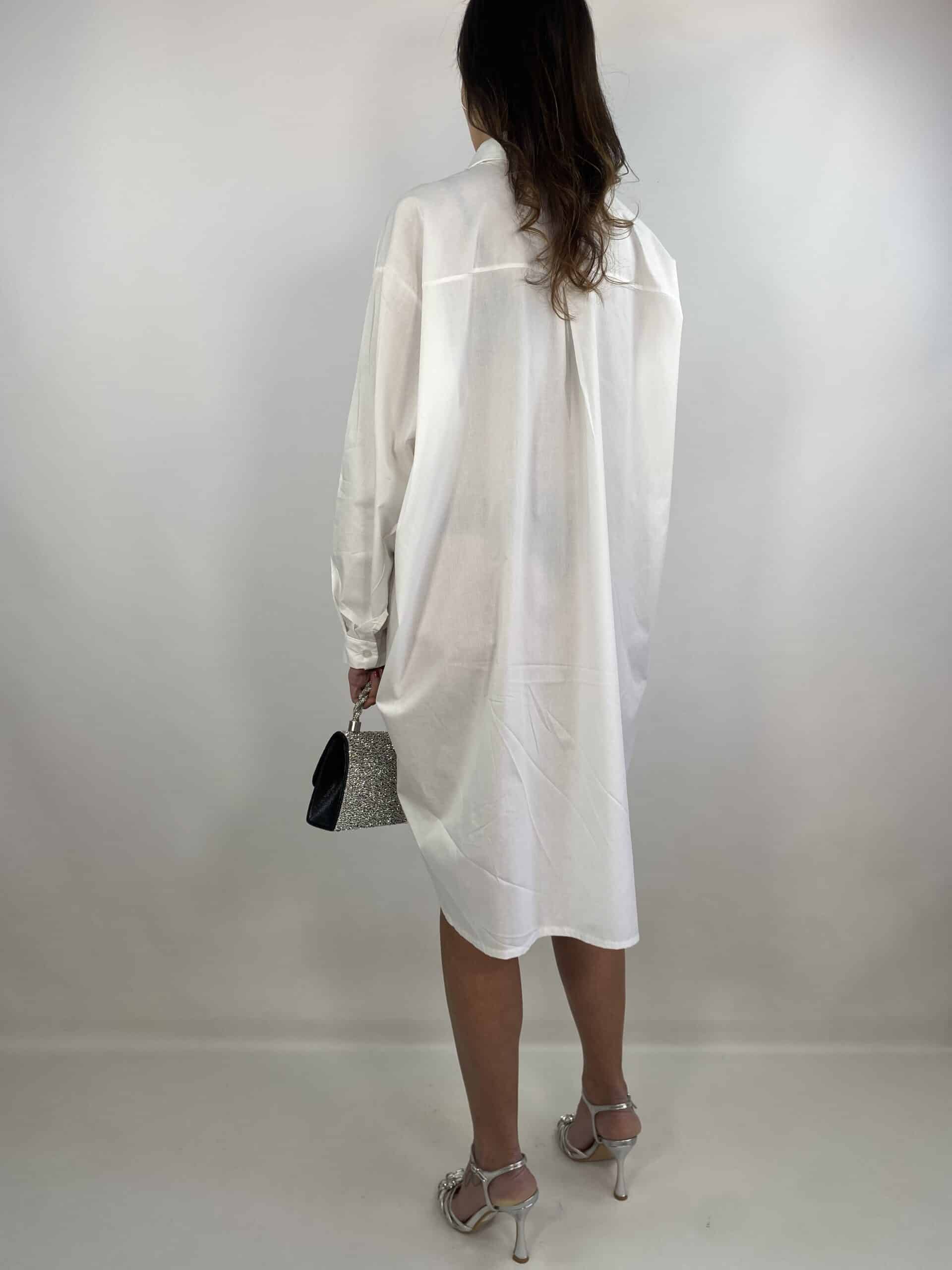 Maxi Camicia Con Pietre - Bianco