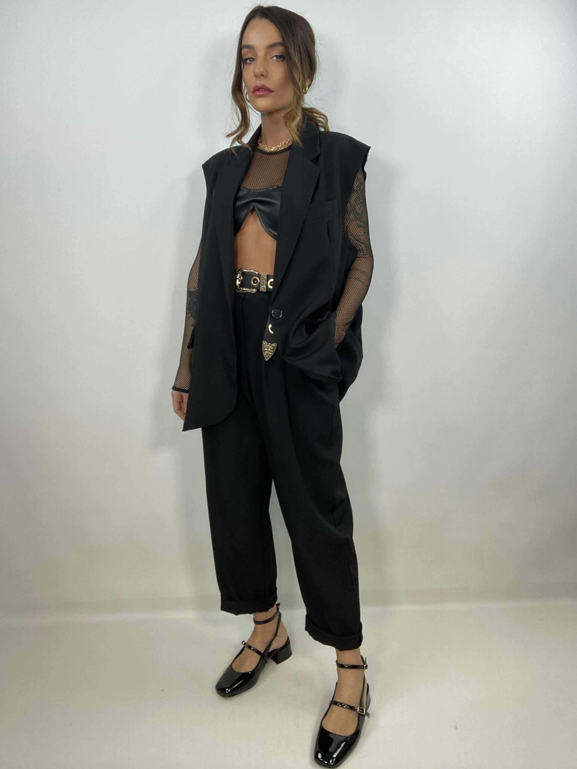 Pantaloni Doppia Pinces Relaxed Fit - Nero
