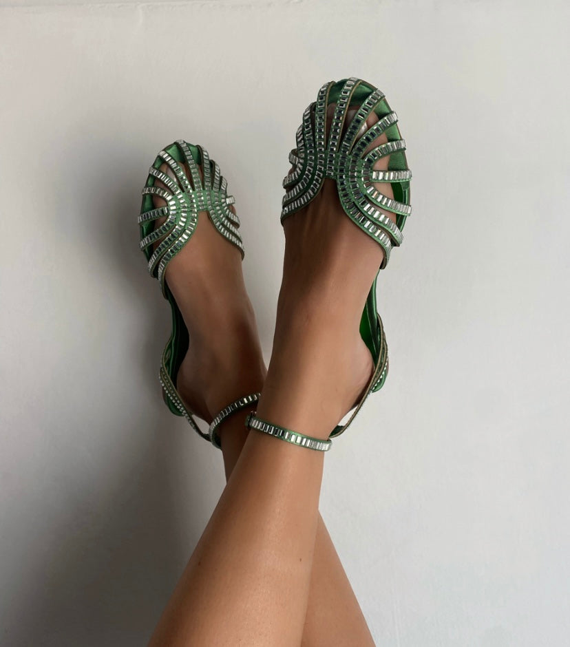 Sandali Tango Lover Shine Flat - Verde