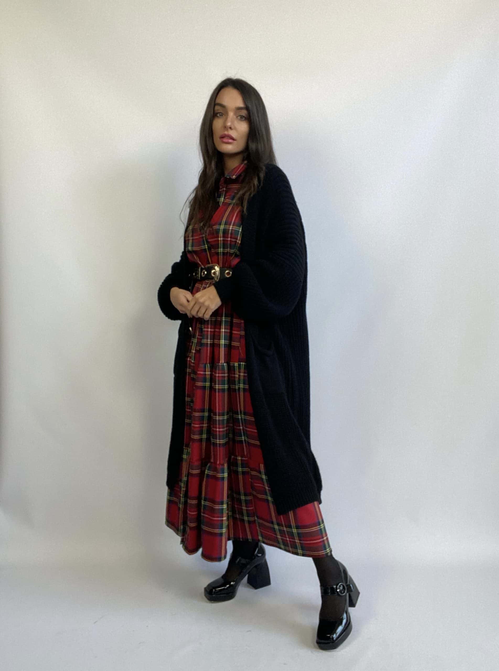 Maxi Dress Tartan - Rosso