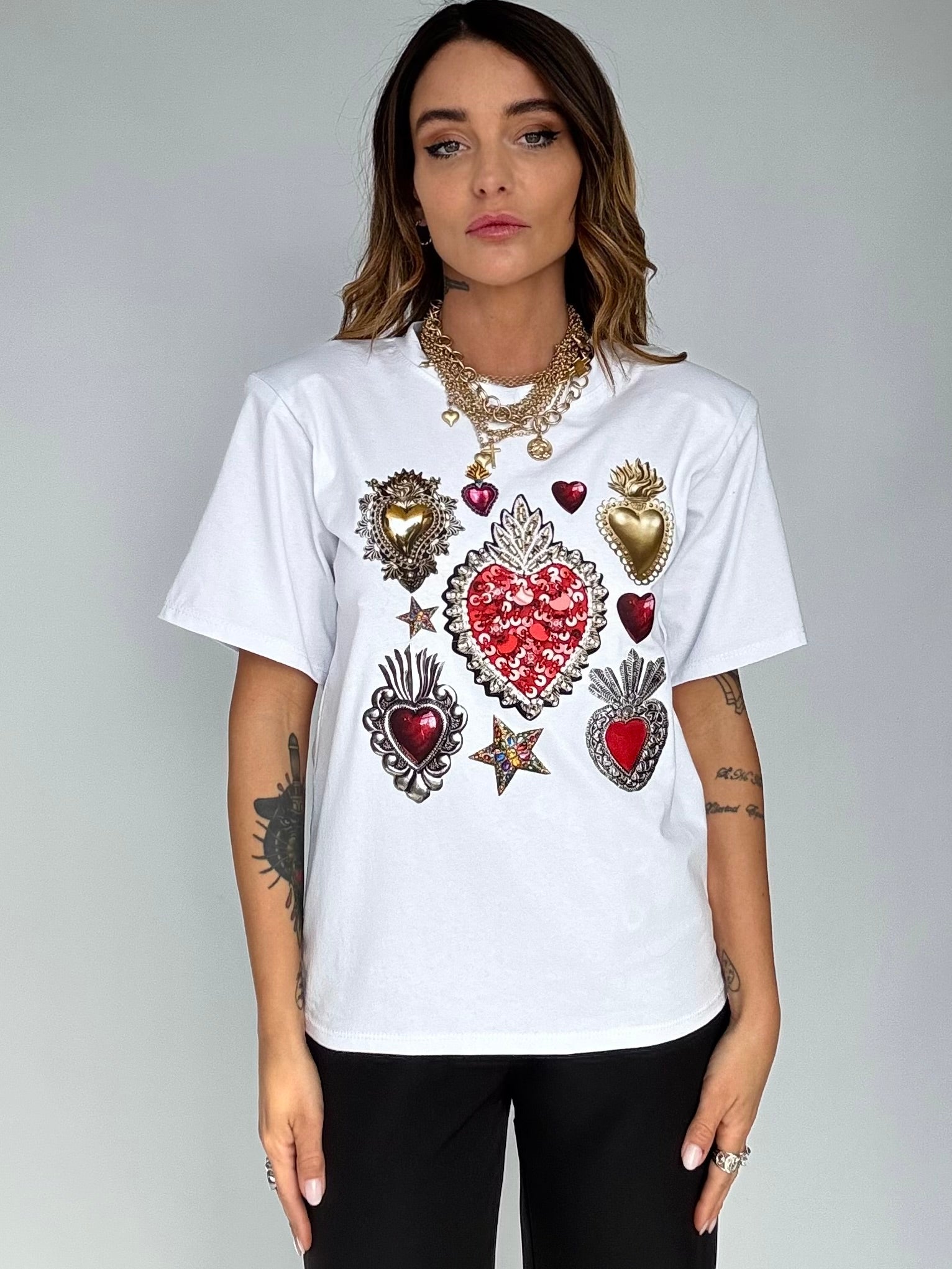 T-shirt Cuore Sacro con Spalline - Bianco