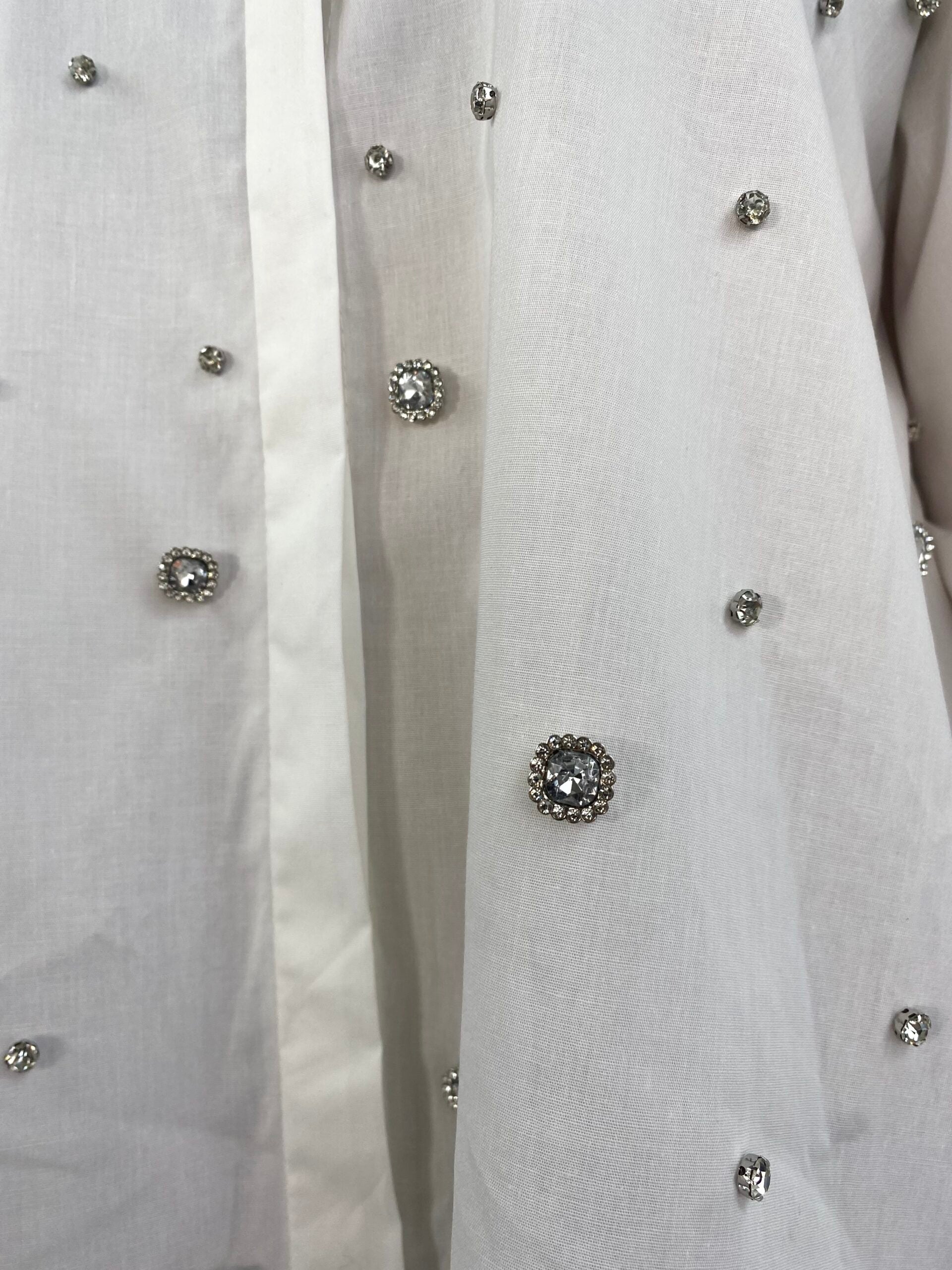 Maxi Camicia Con Pietre - Bianco