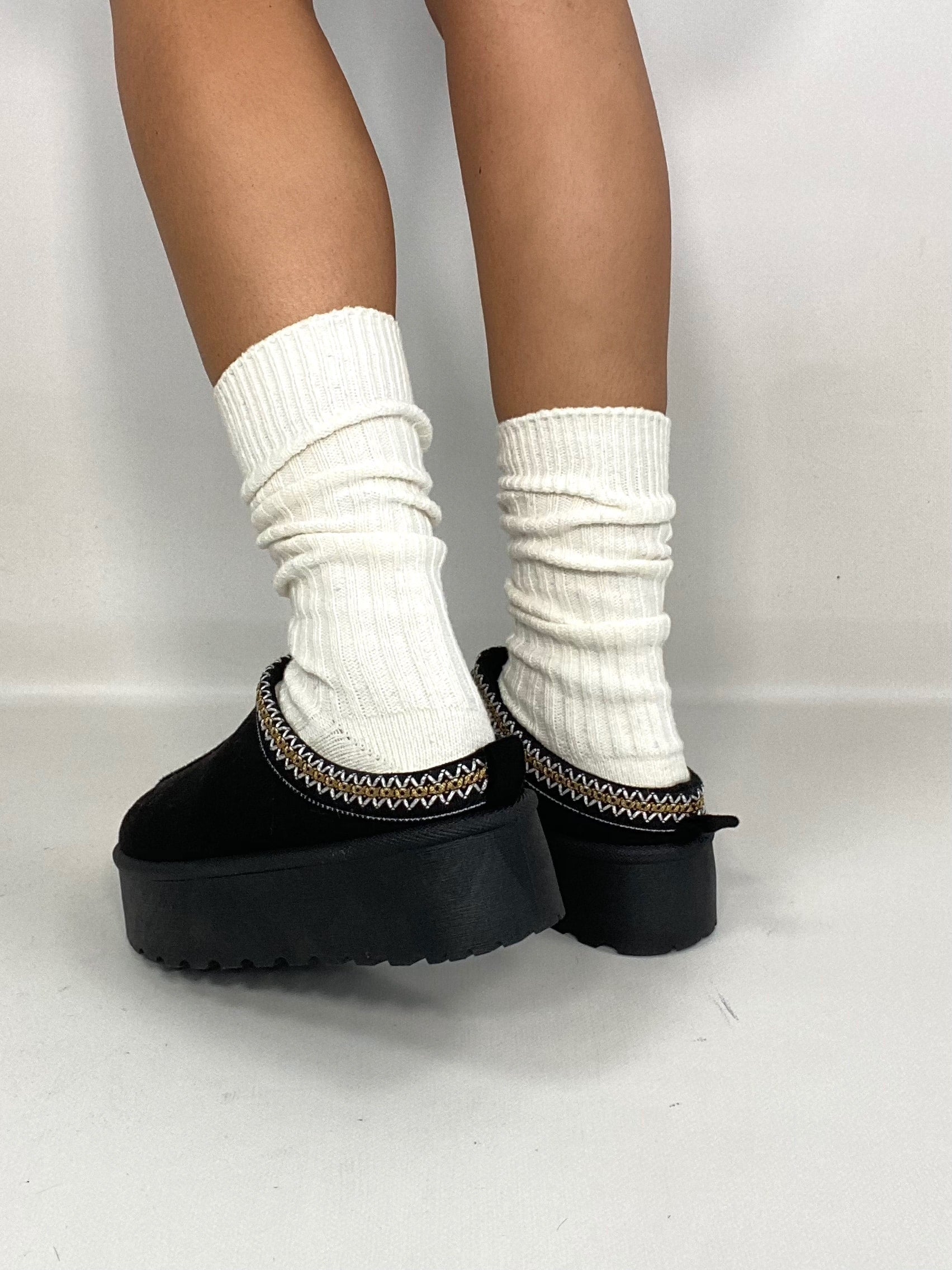 Sabot Platform con Pelo - Nero.