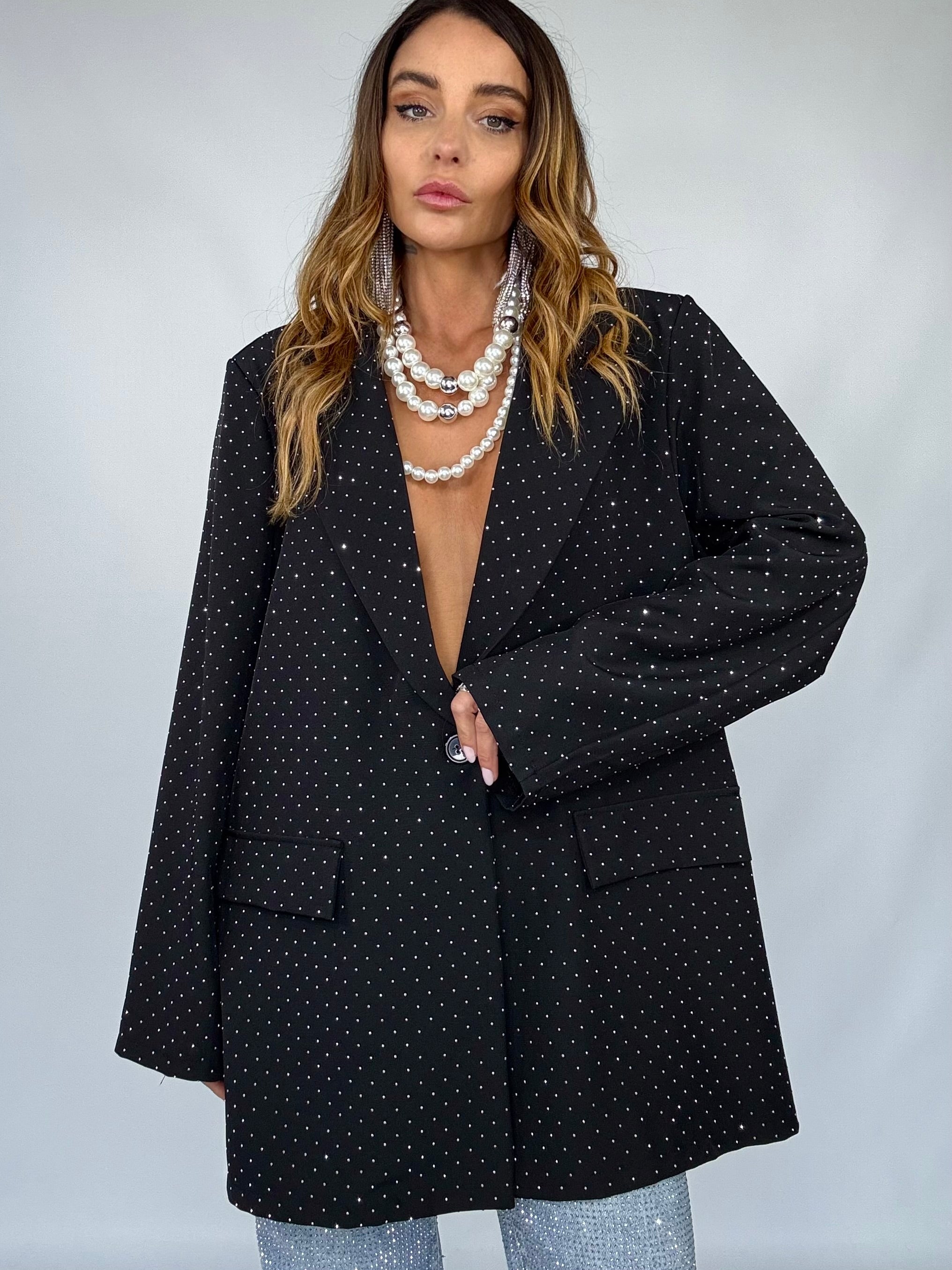 Blazer Super Over Strass - Nero.