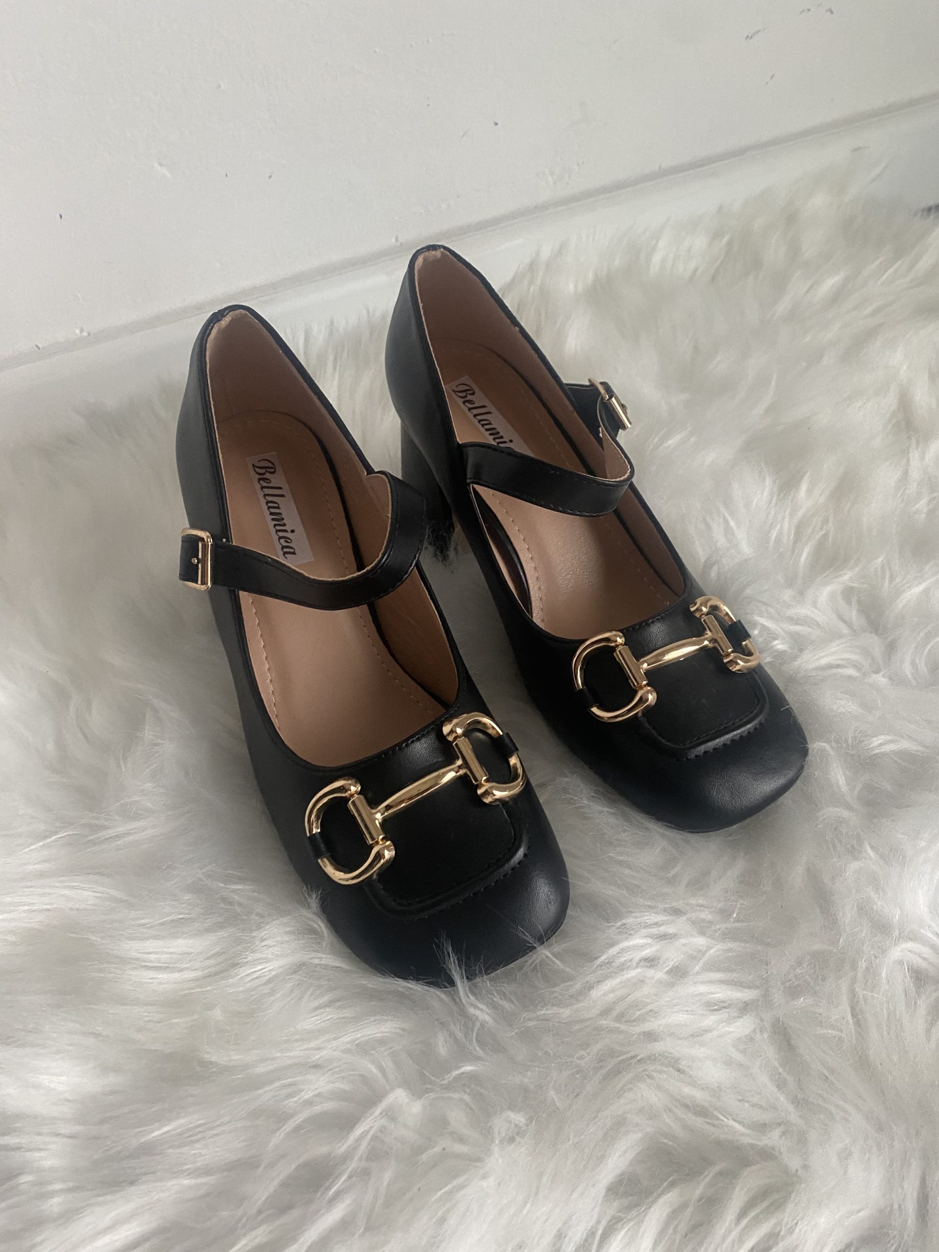 Mary Jane Morsetto Dorato - Nero Opaco