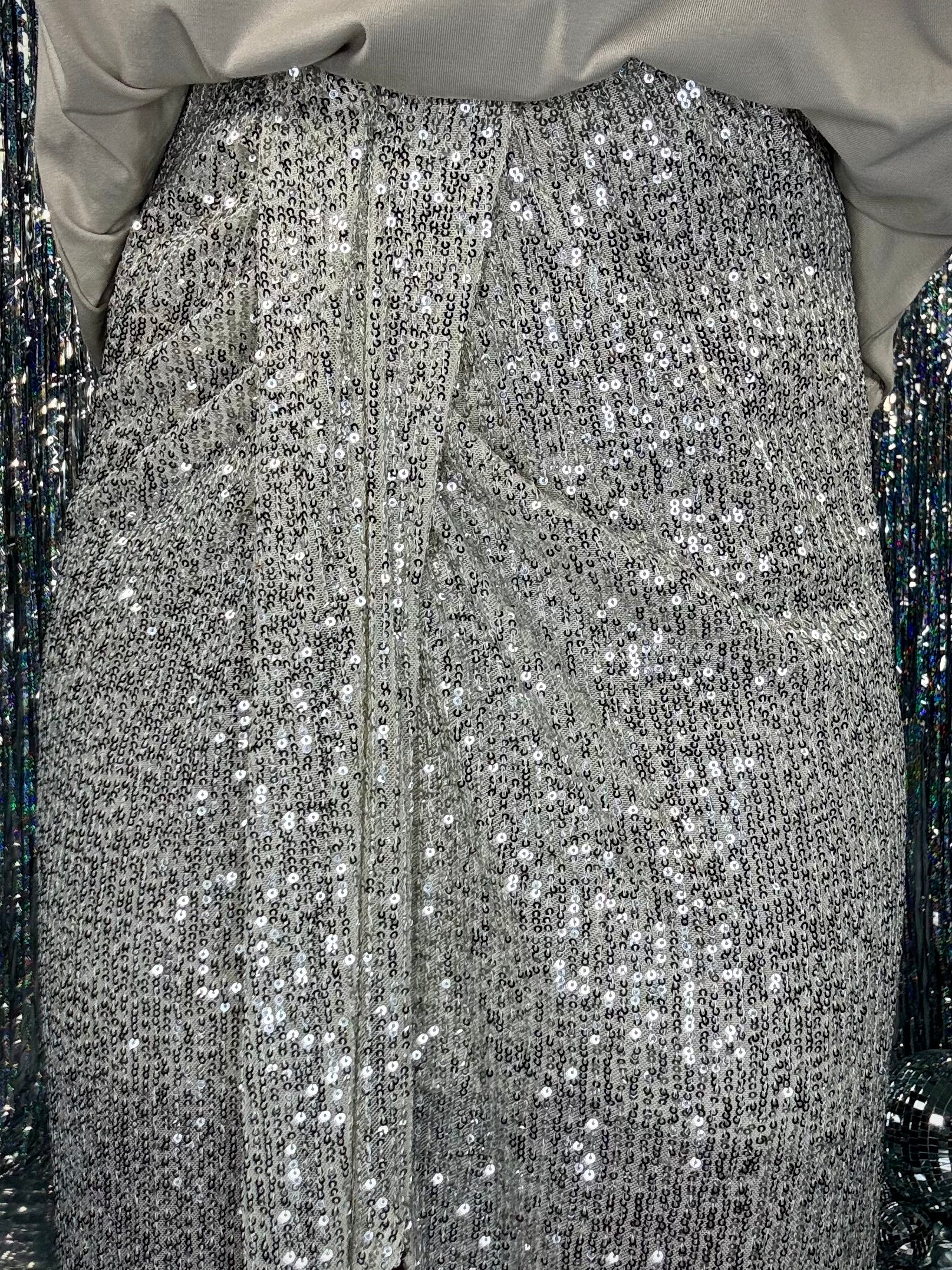 Gonna Drappeggio Paillettes - Argento