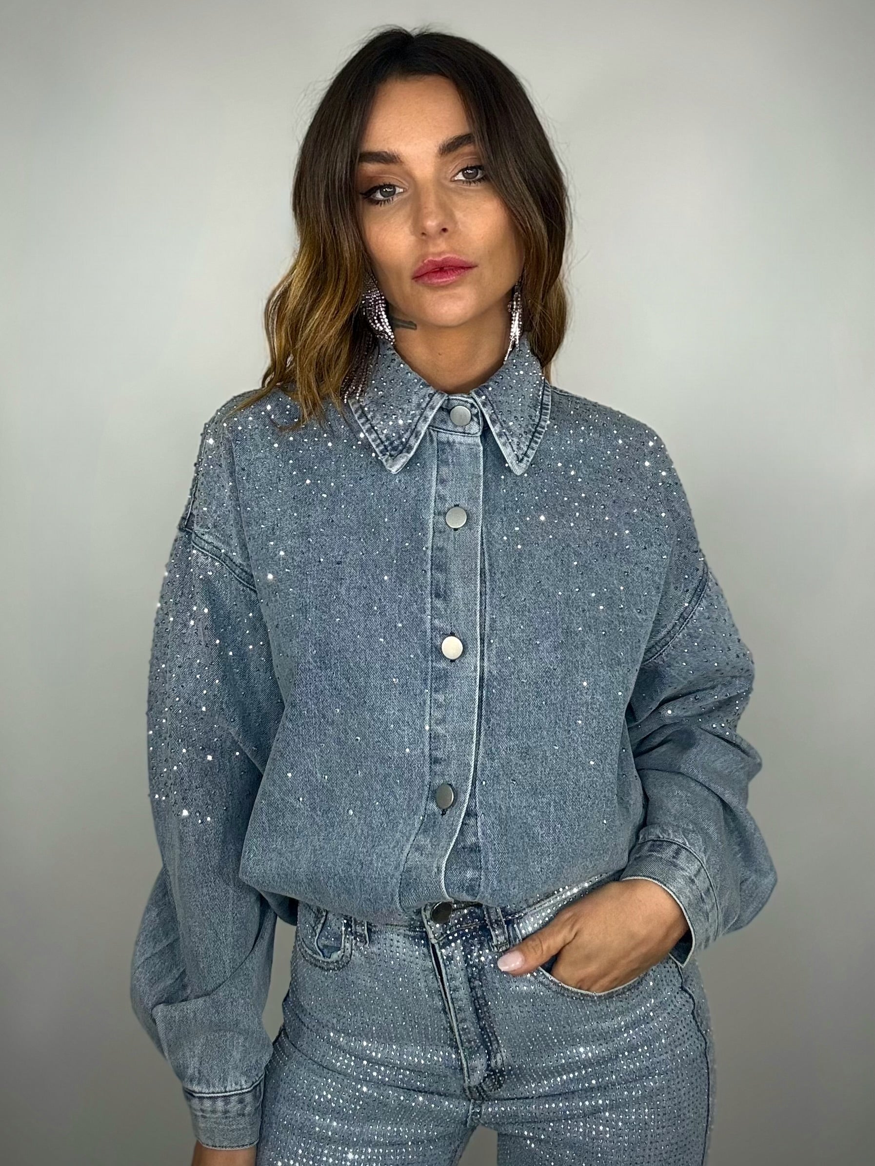 Camicia Jeans Strass - Denim chiaro