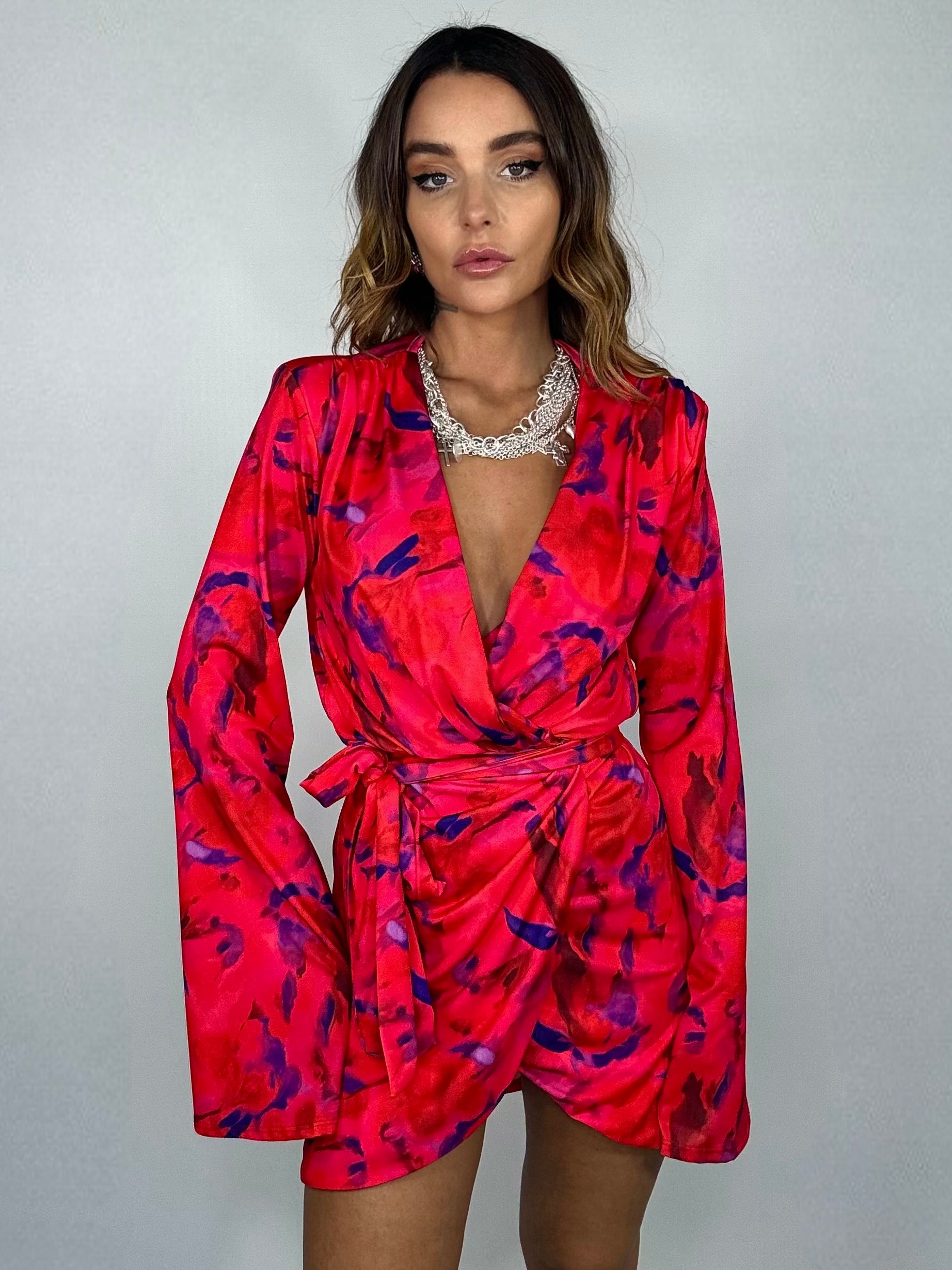 Mini Dress Shadow - Rosso / Blu