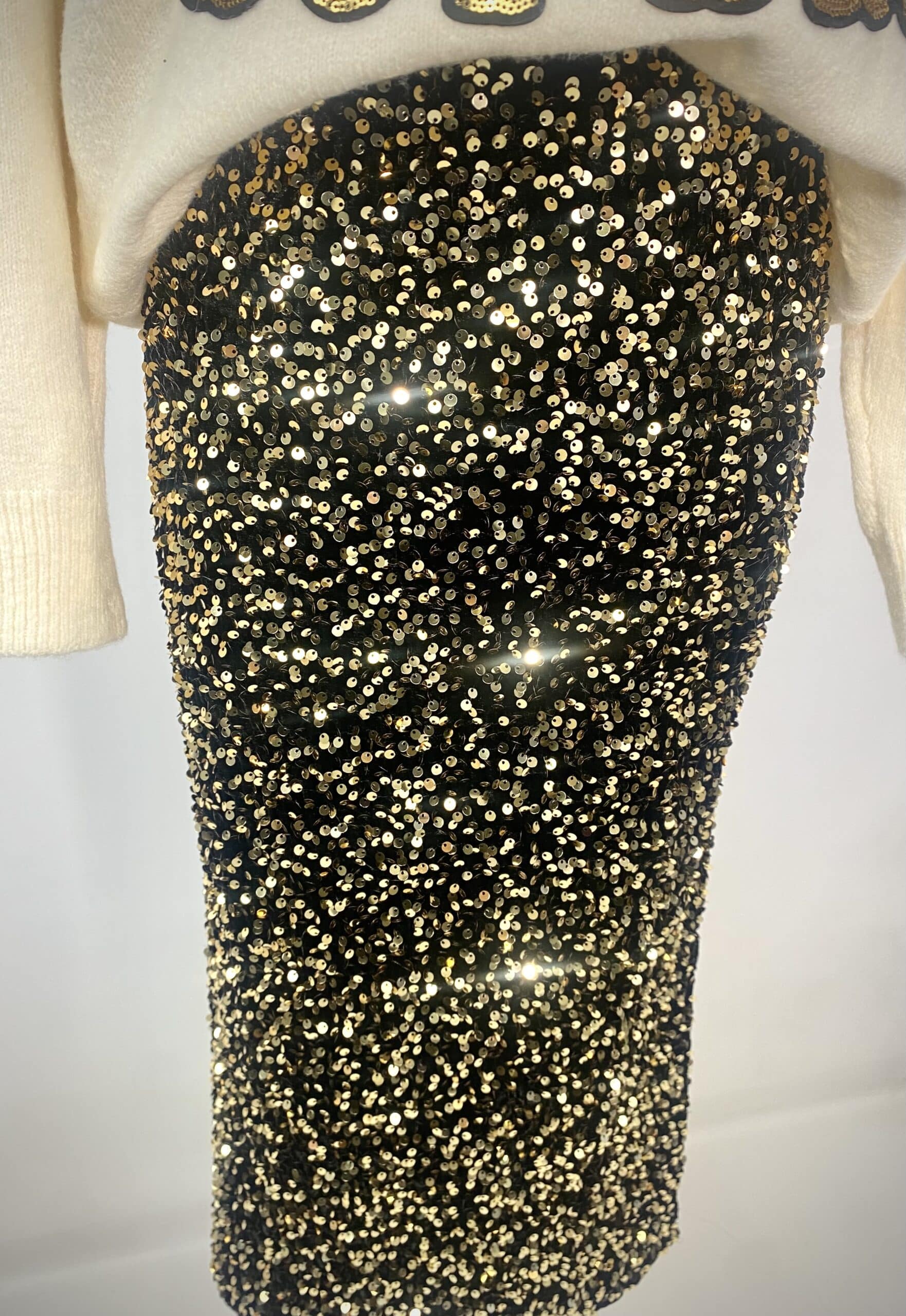 Gonna Midi Paillettes - Nero / Oro.