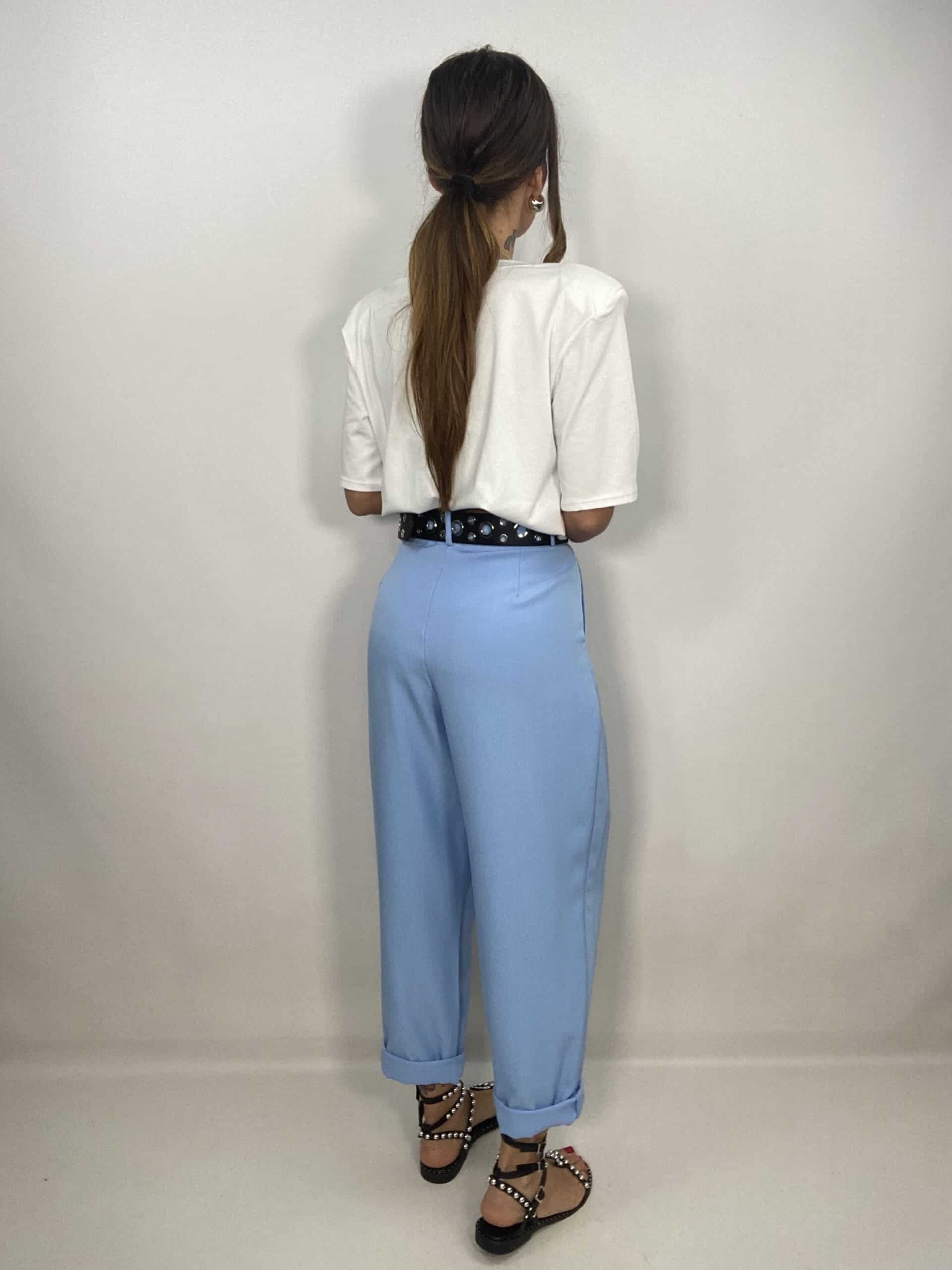 Pantaloni Doppia Pinces Relaxed Fit - Azzurro