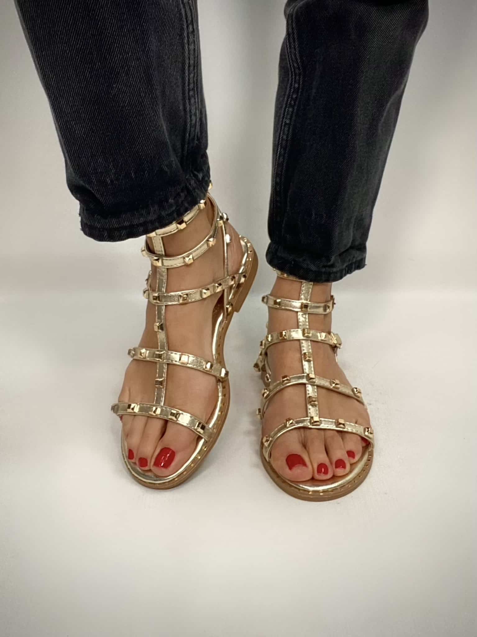 Sandali Studs Flat con Borchie - Oro