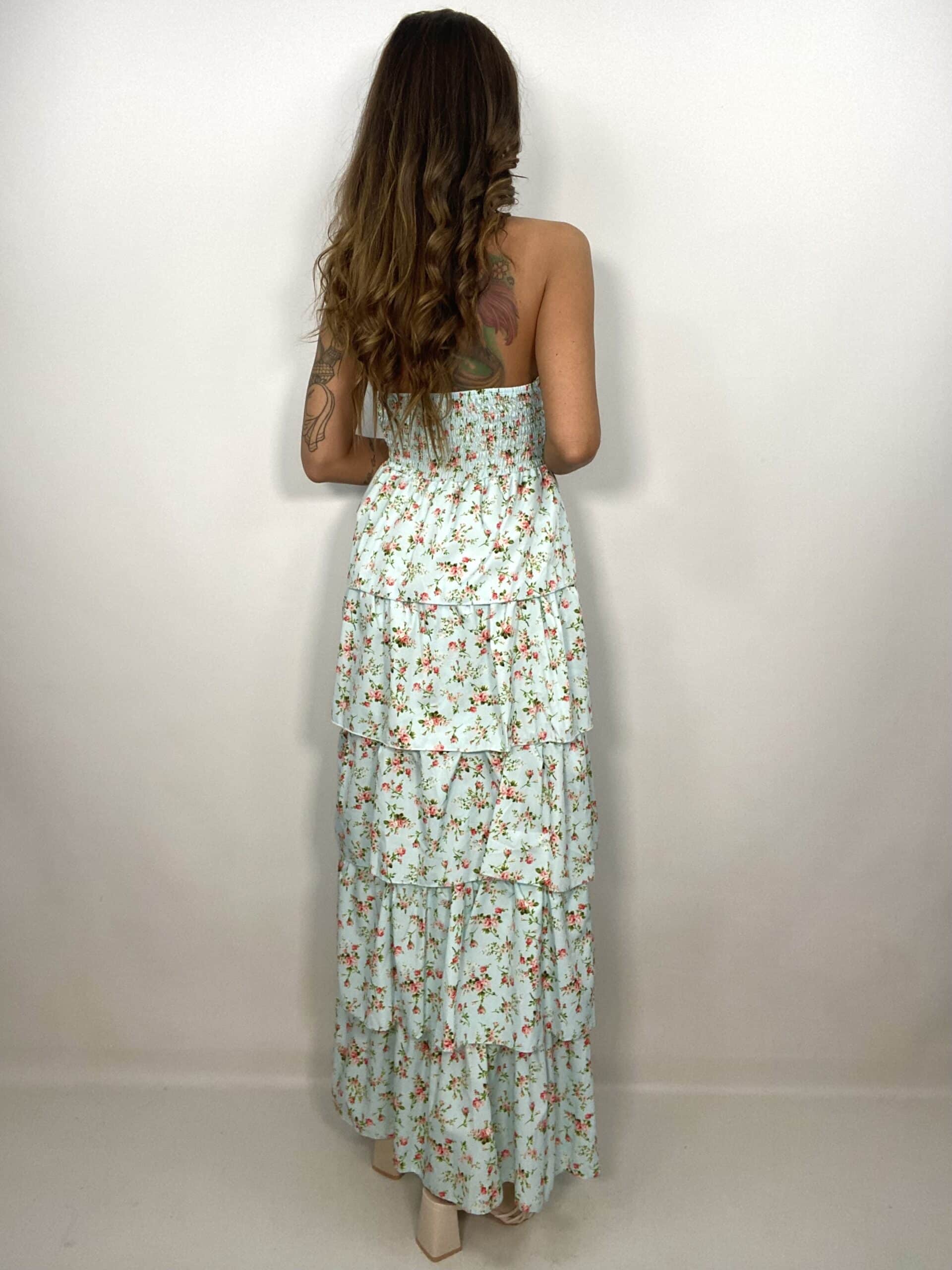 Maxi Dress Andalusia - Verde acqua/ Rosso