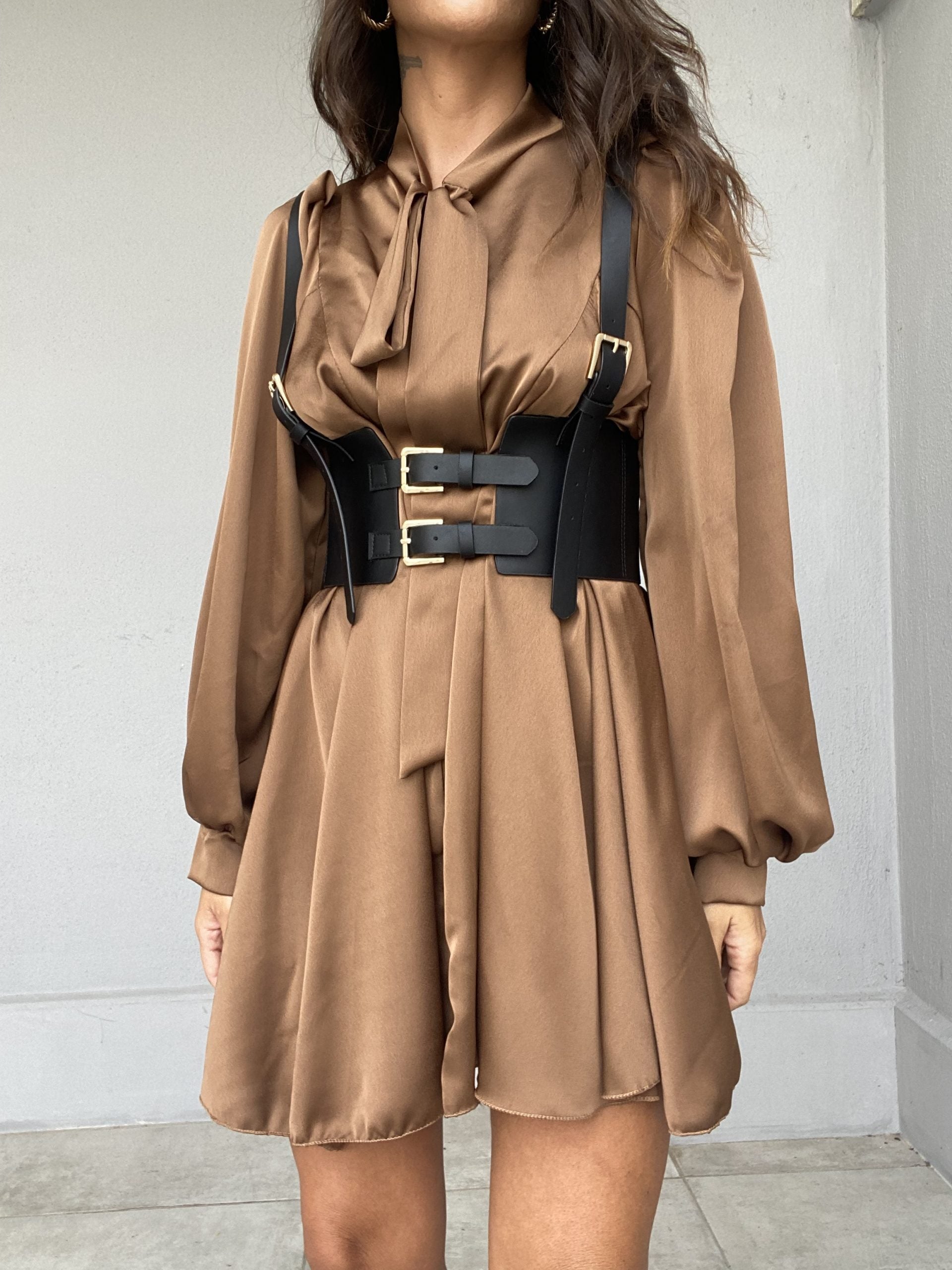 Vestito Chemisier Fiocco - Cammello