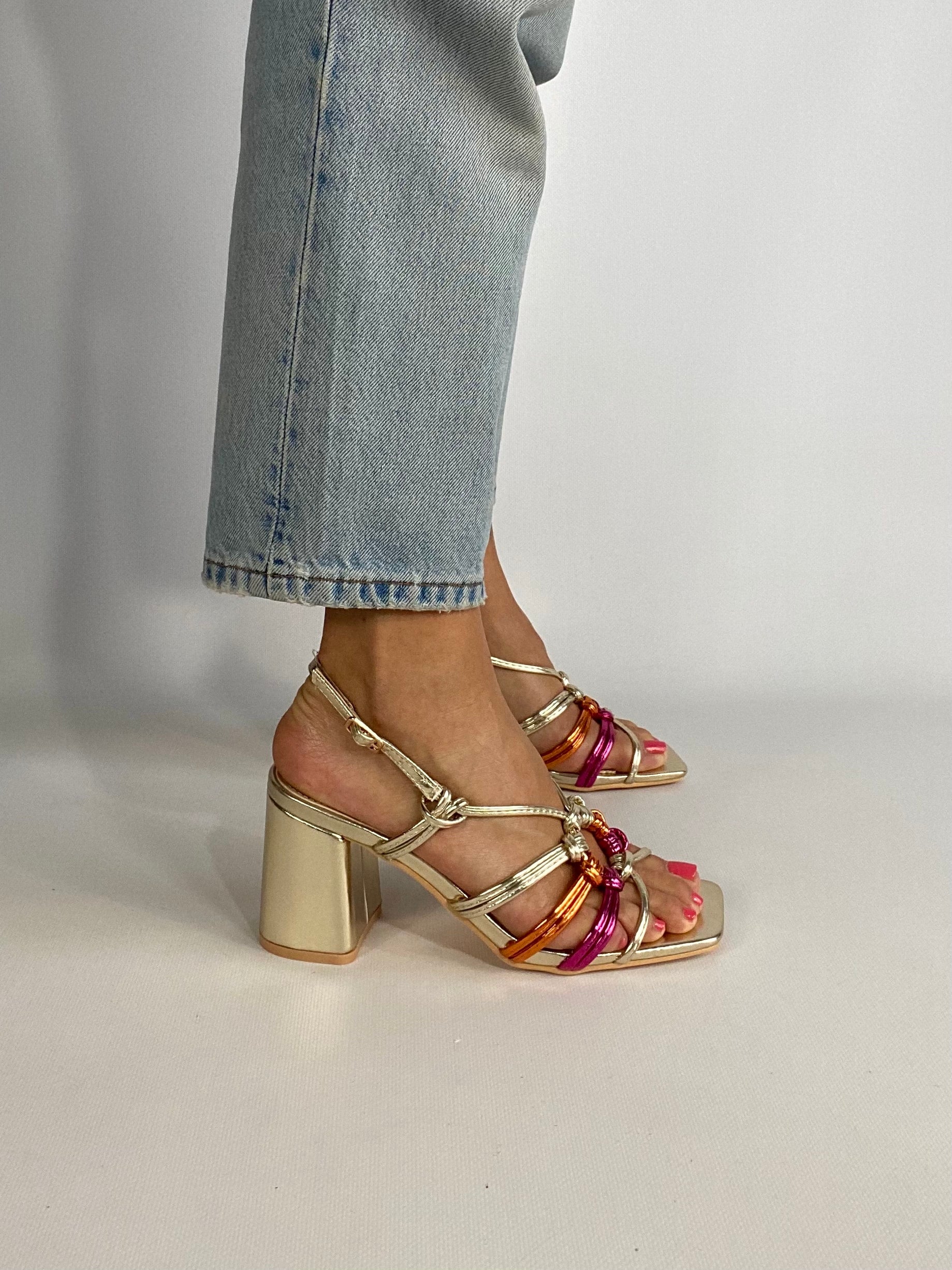 Sandali Michelle Comfort Heels - Multicolor / Oro