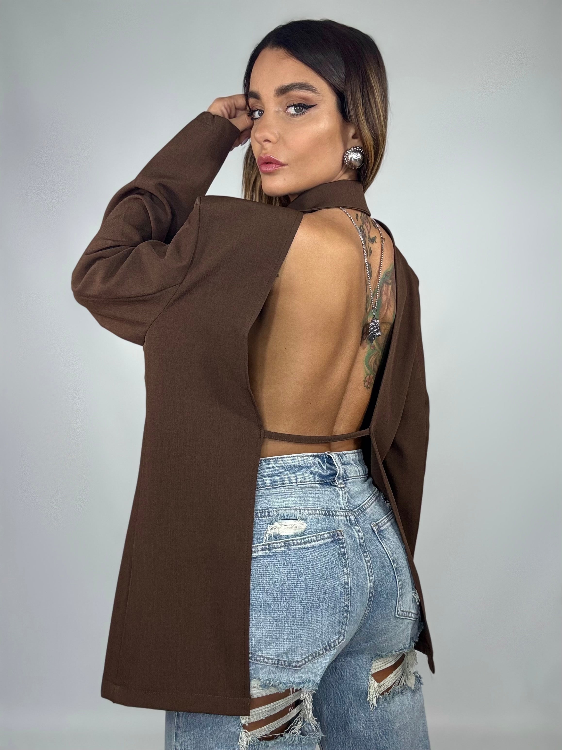 Blazer Schiena Nuda - Marrone