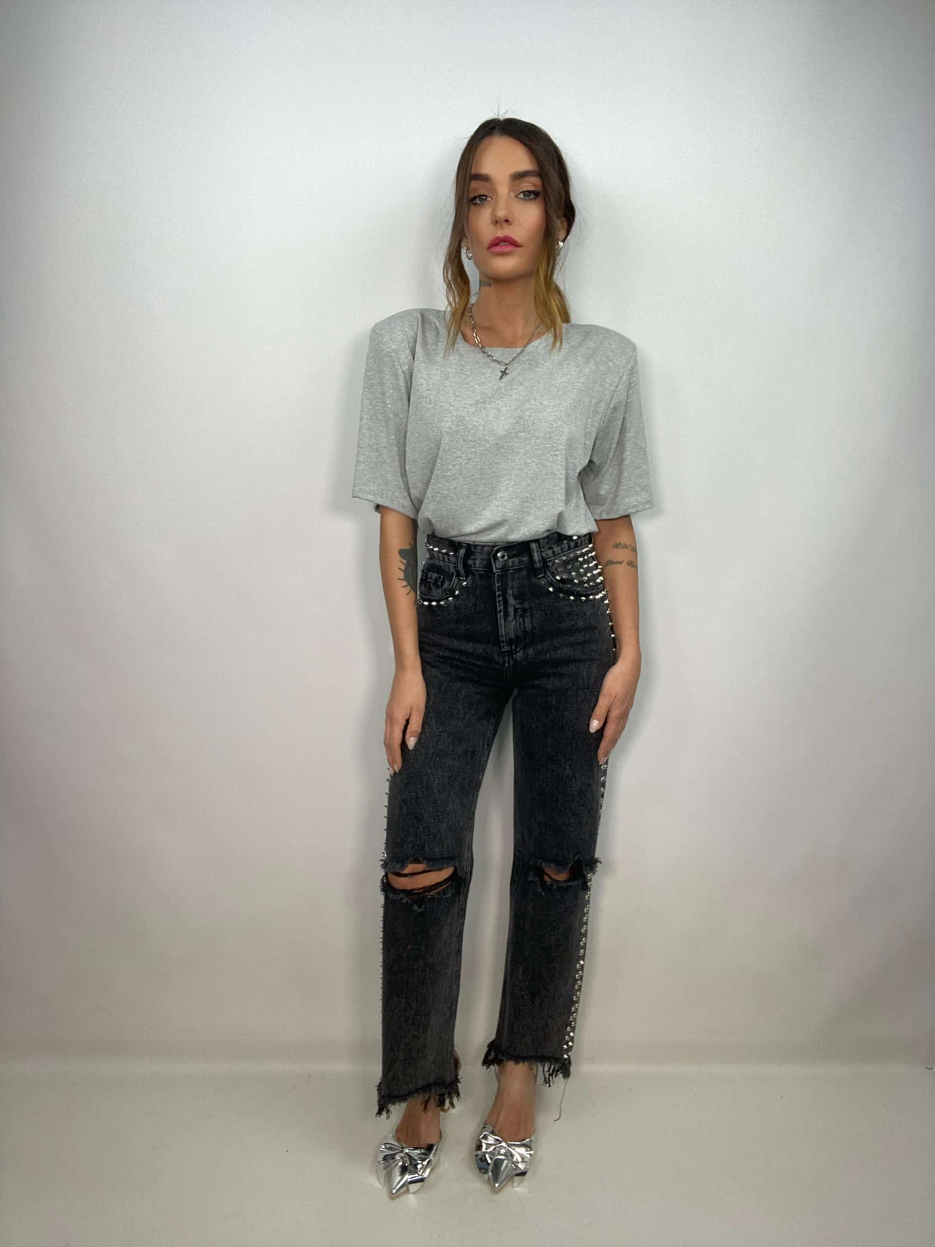 T-shirt Con Spalline - Grigio