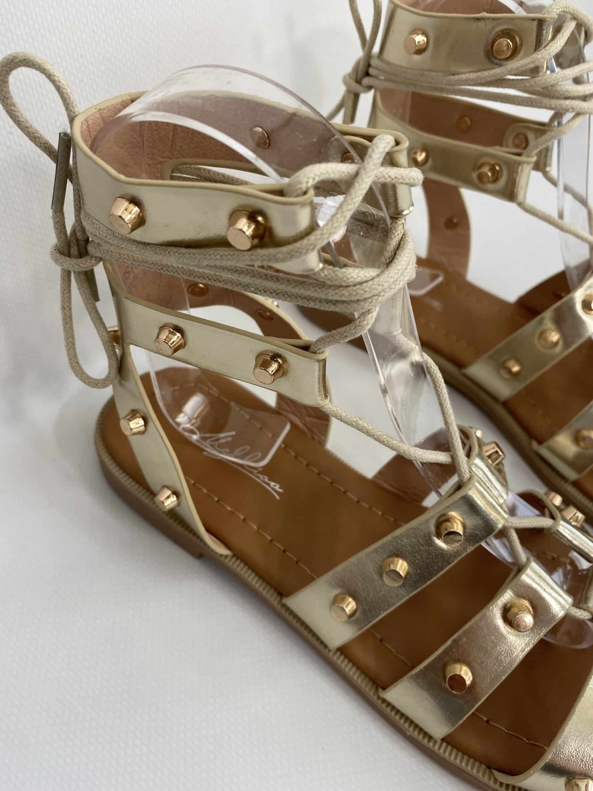 Sandali Gladiatore con Borchie - Oro