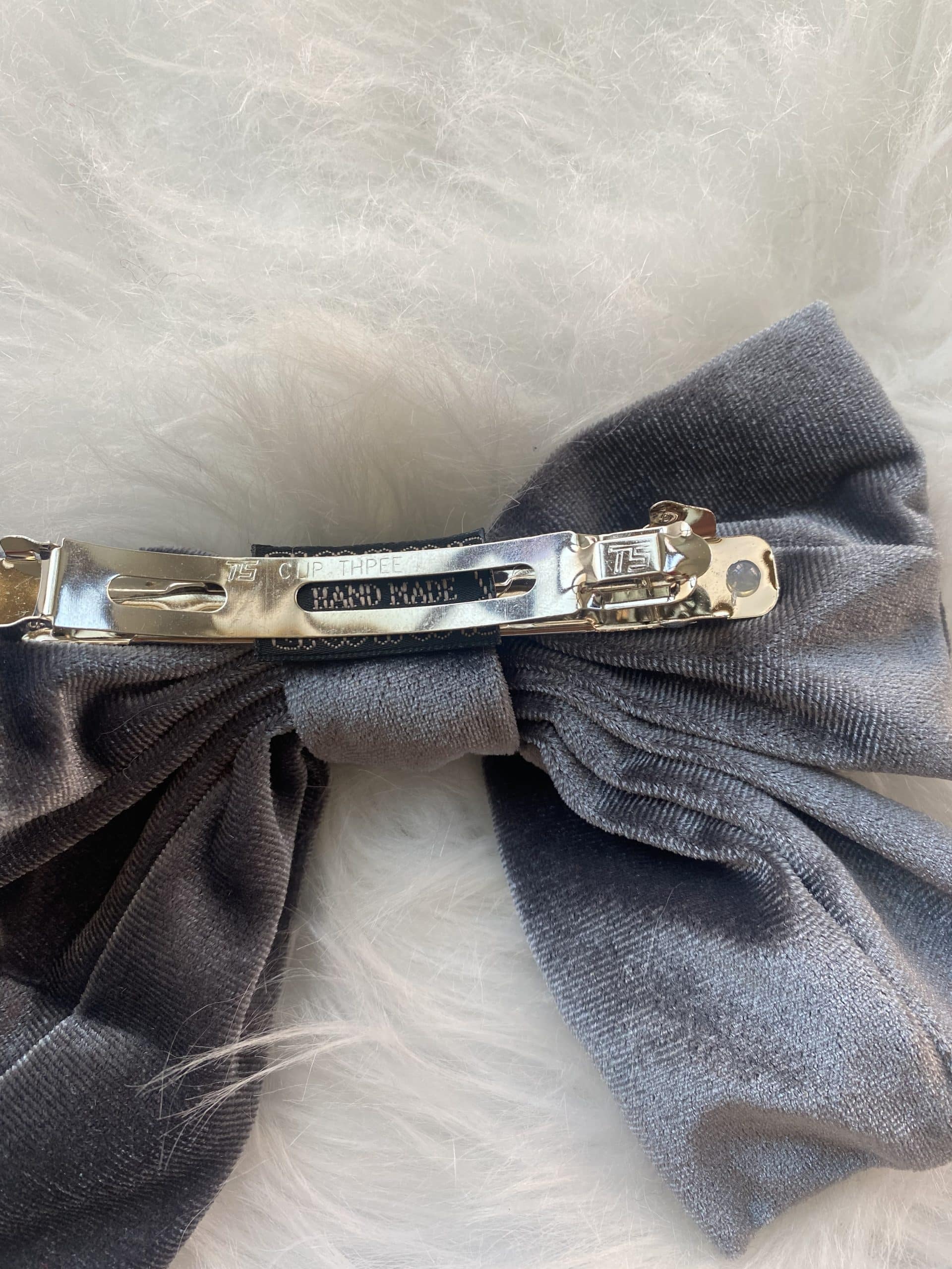 Fermaglio Fiocco in Velluto - Grigio