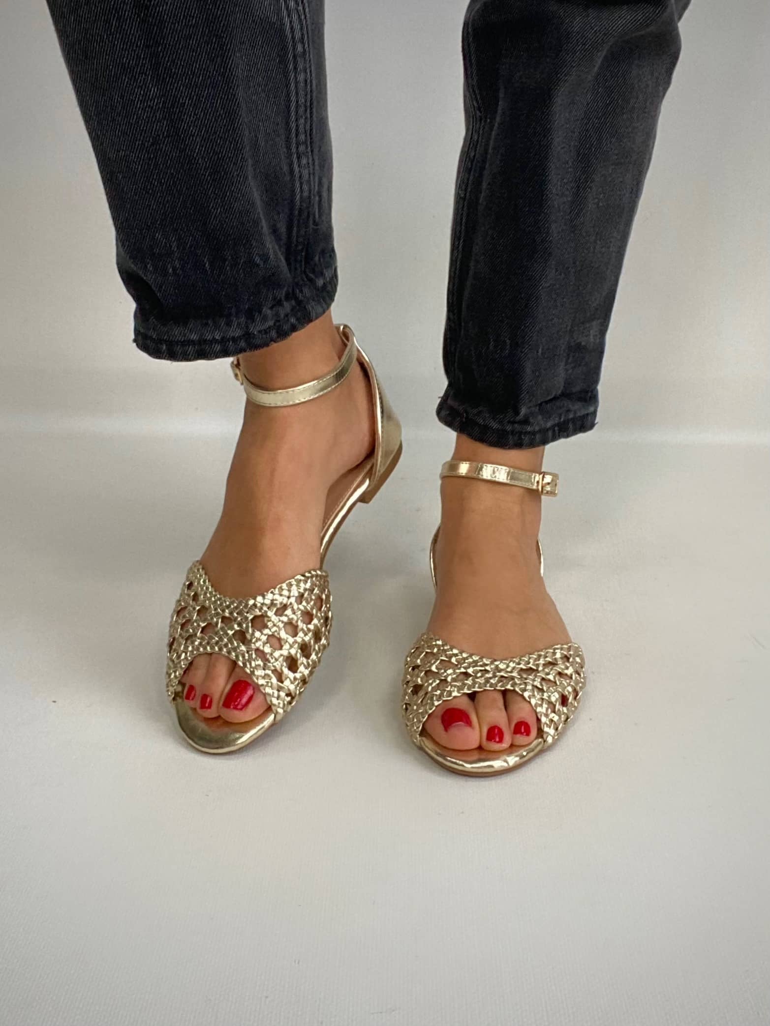 New Sandali Flat Rafia - Oro