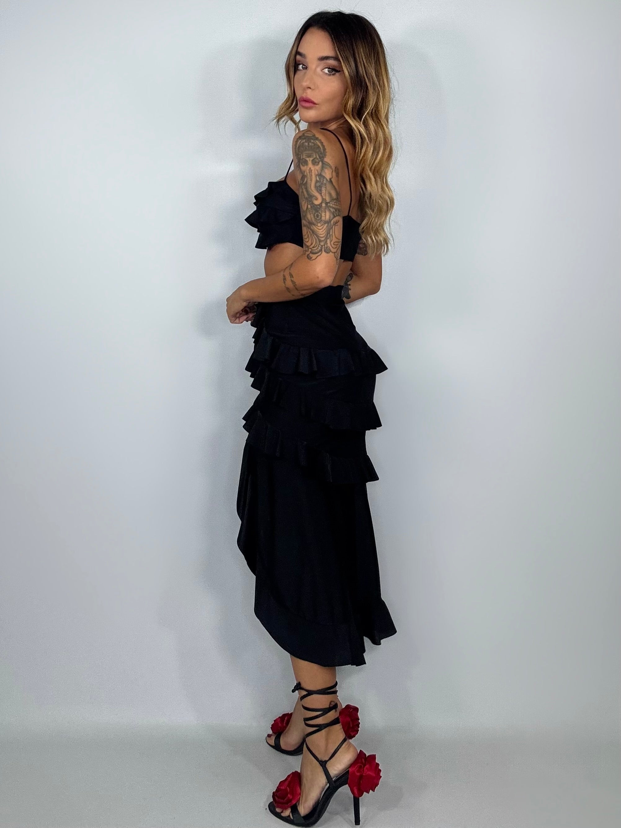 Completo Top e Gonna Siviglia -Nero
