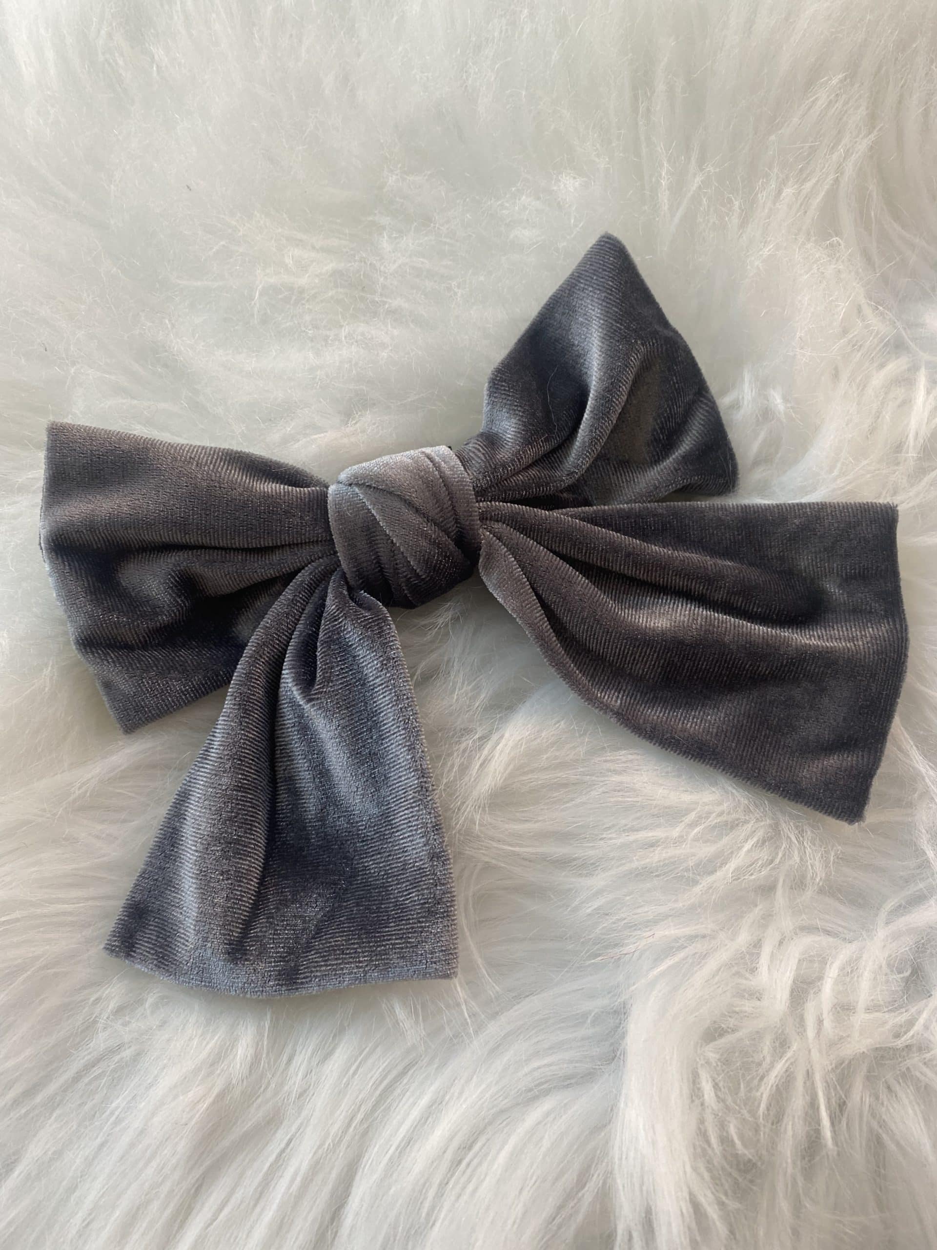 Fermaglio Fiocco in Velluto - Grigio