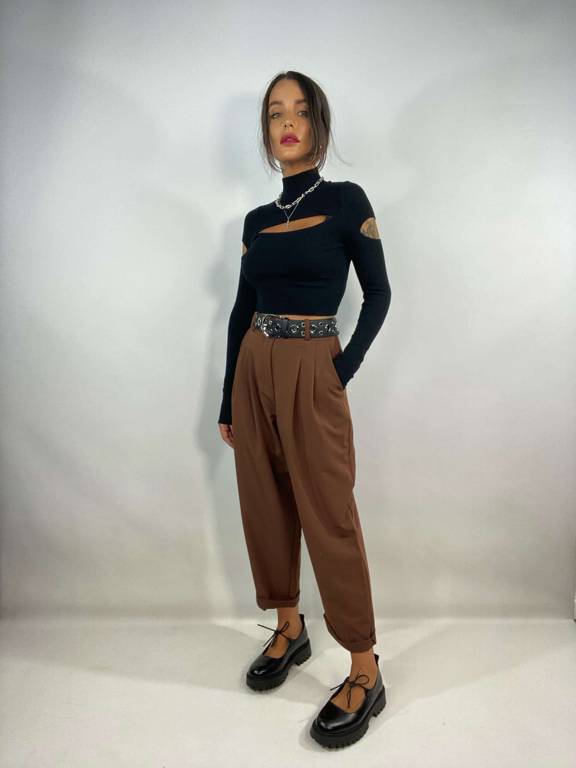 Pantaloni Doppia Pinces - Marrone Chiaro