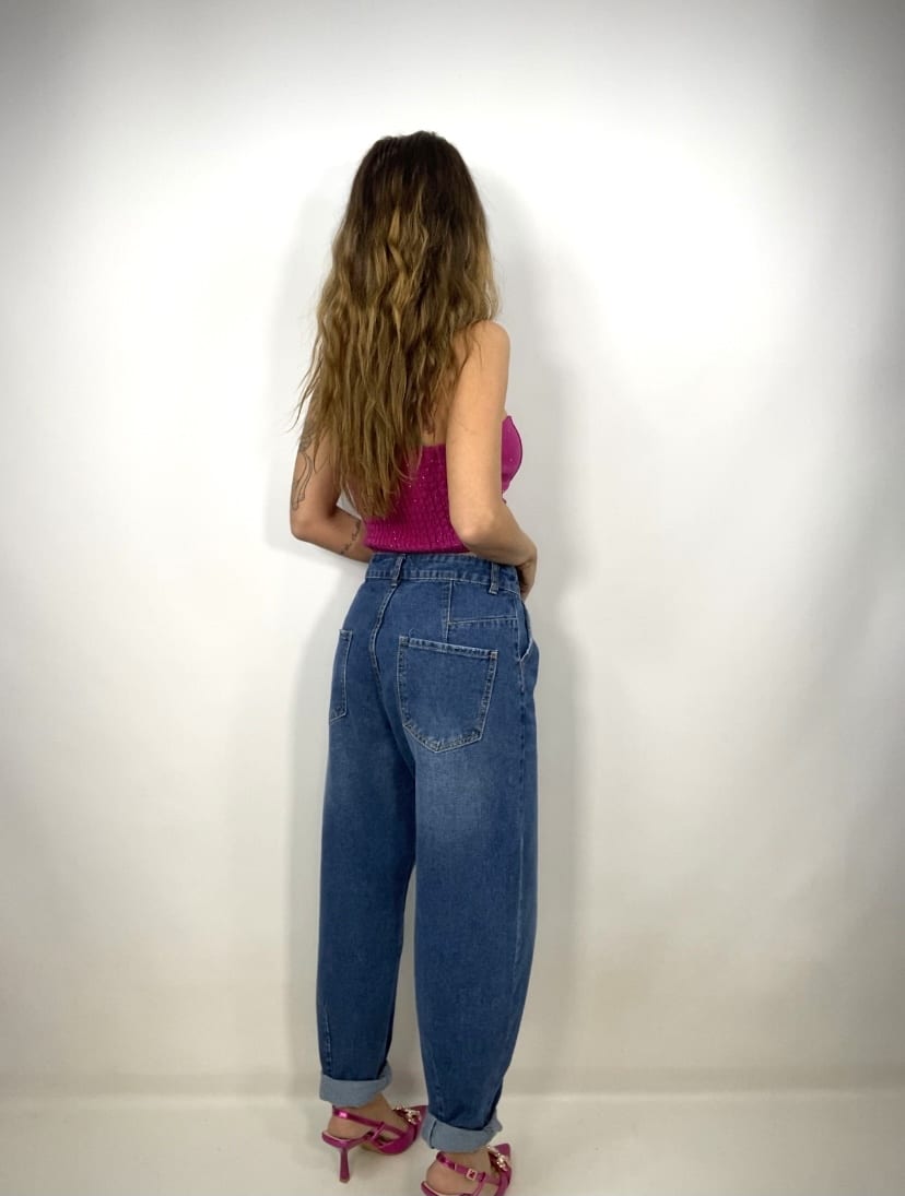 Jeans con Pinces - Denim Scuro
