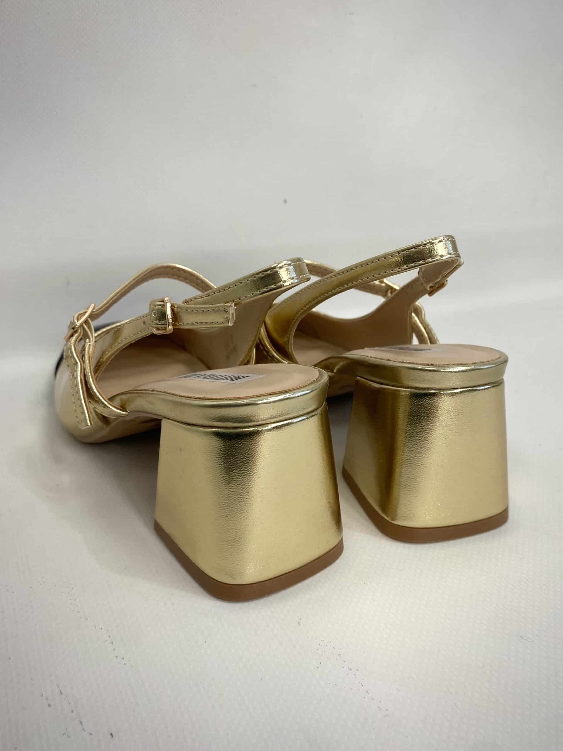 Mary Jane Medium Heels  - Bicolor Oro / Nero