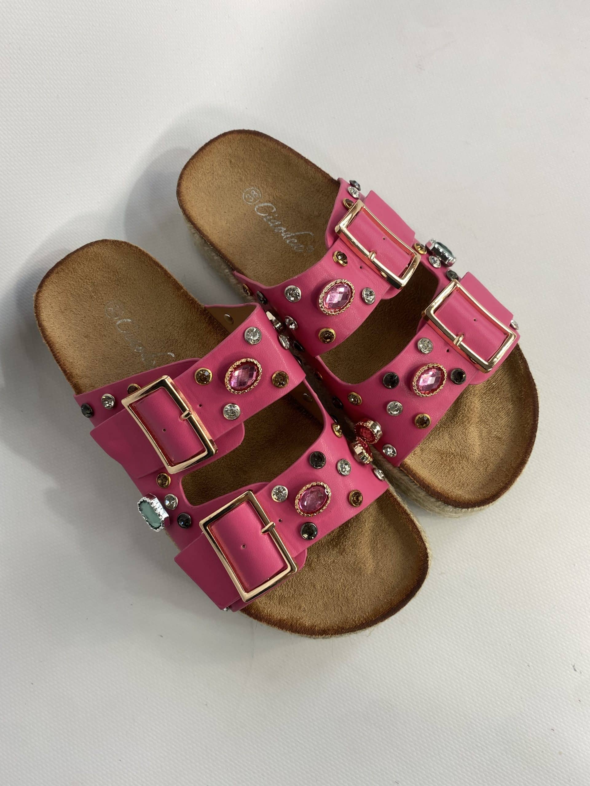 Sandali Platform con Pietre - Fucsia