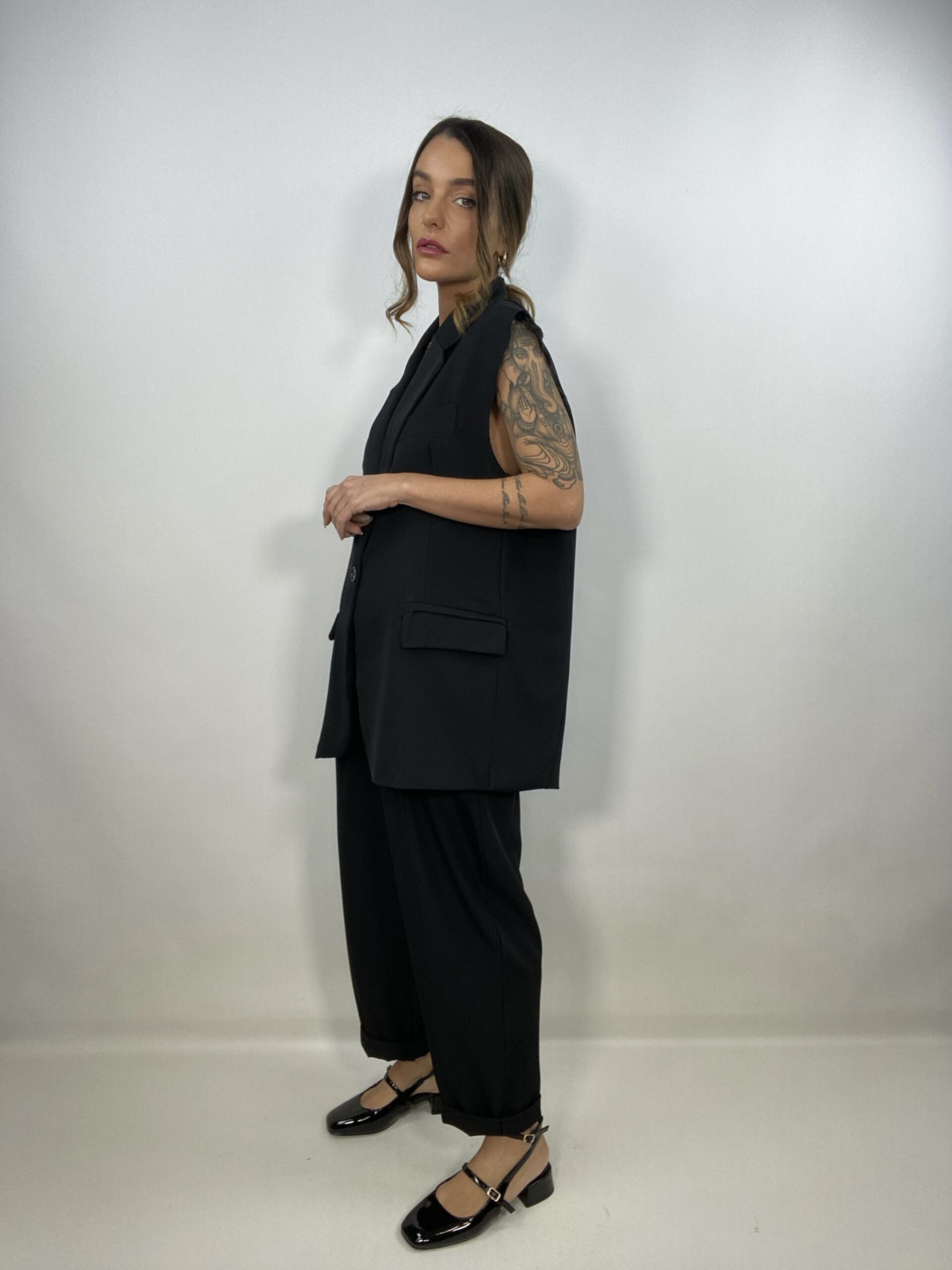 Gilet Completo Oversize - Nero.