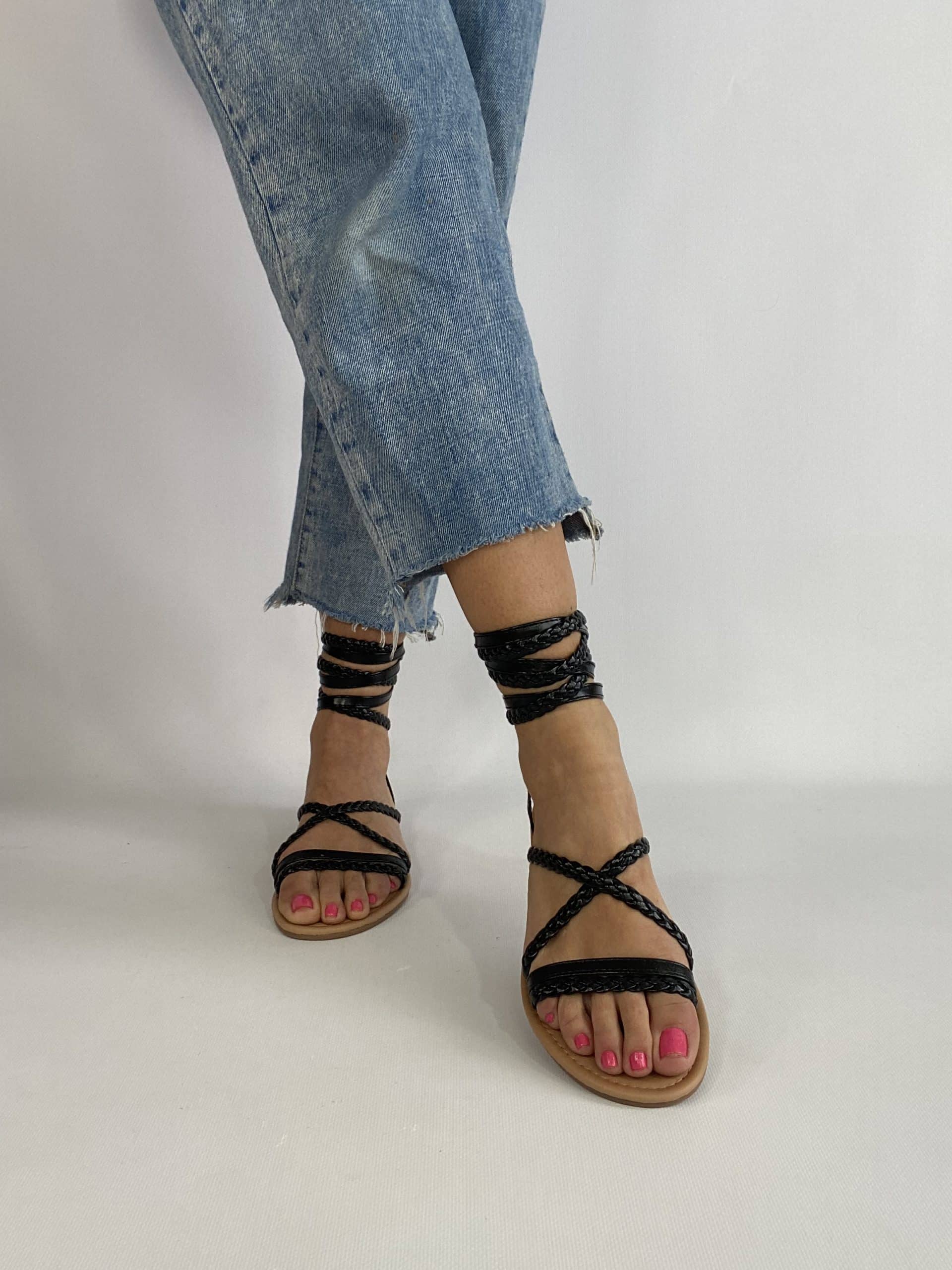 Sandali Flat Alla Schiava  - Nero
