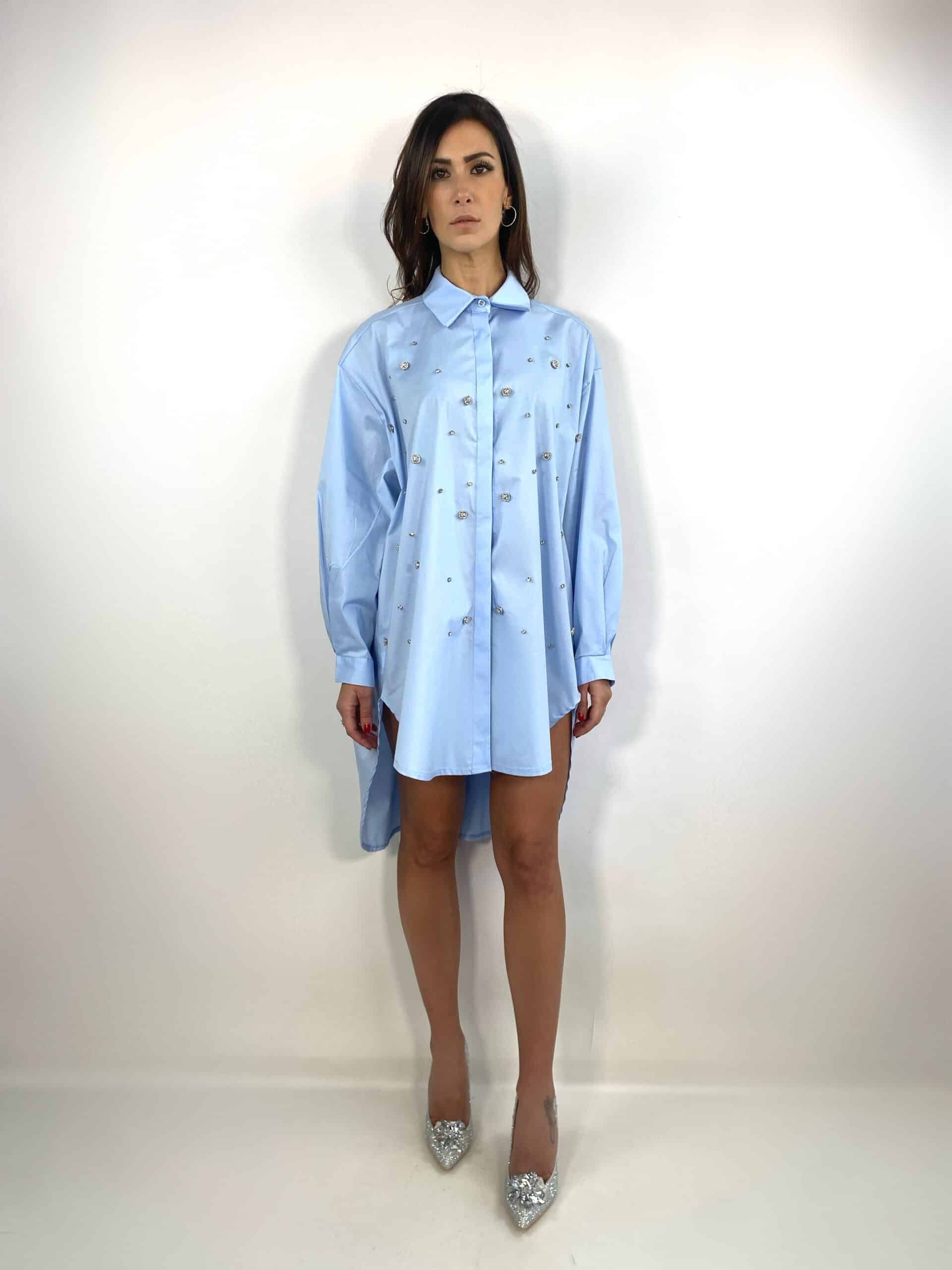 Maxi Camicia Con Pietre - Bianco