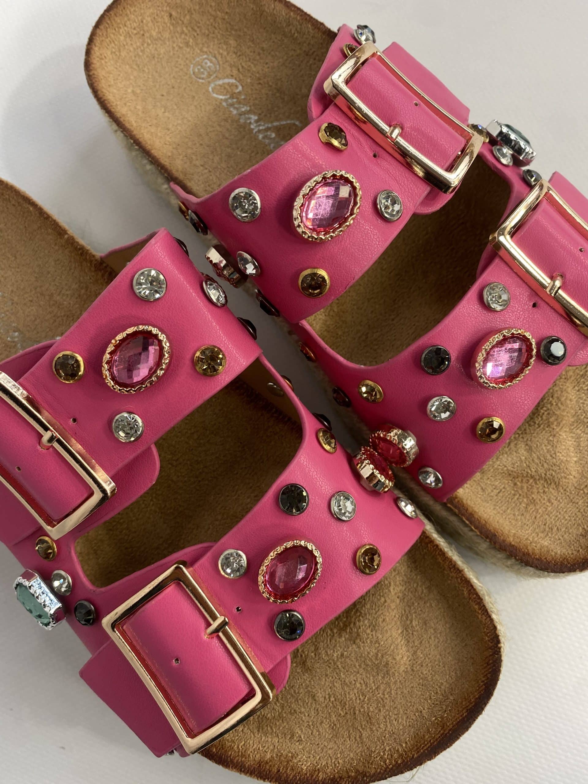 Sandali Platform con Pietre - Fucsia