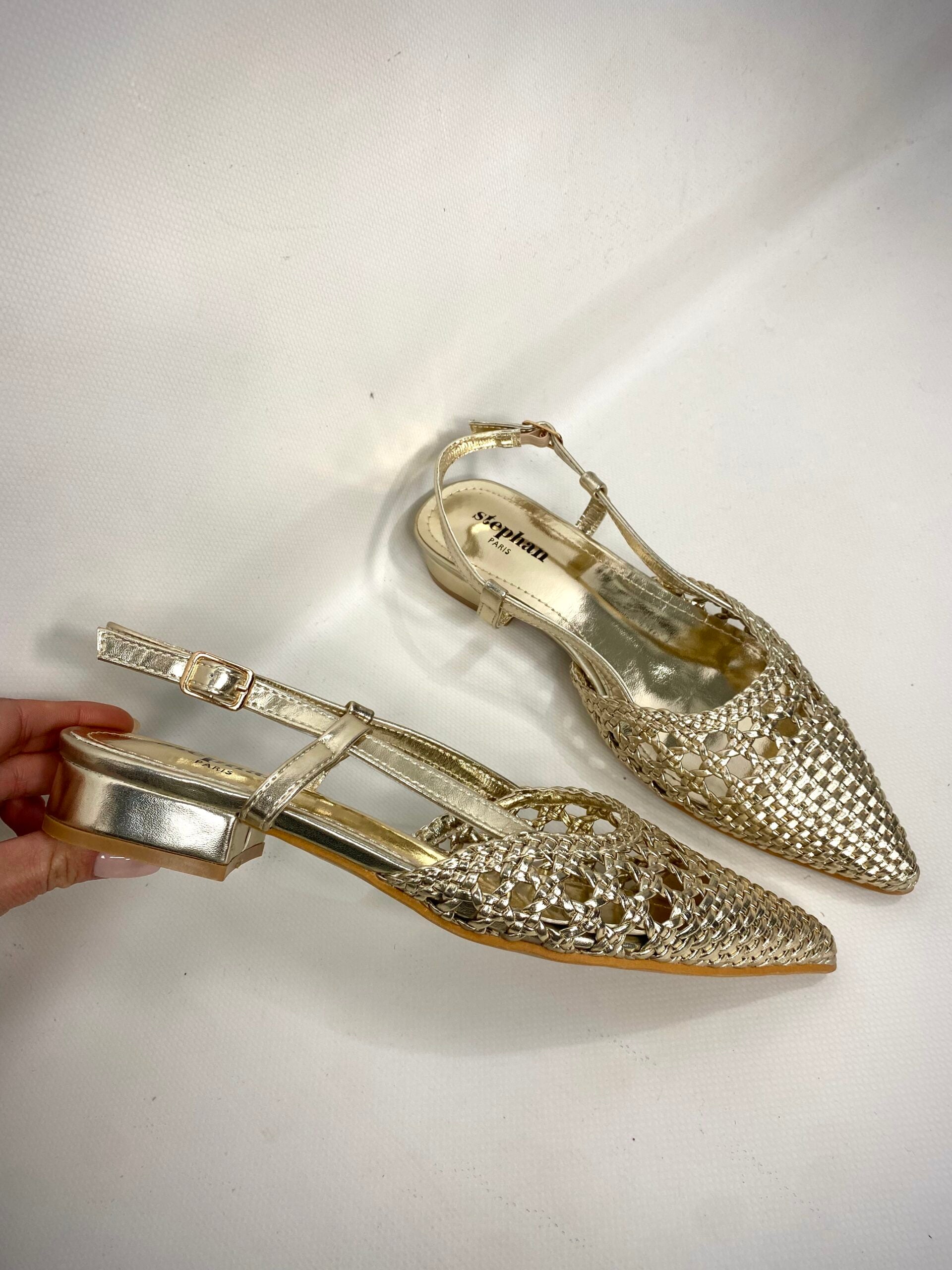 New Slingback Flat Rafia - Oro